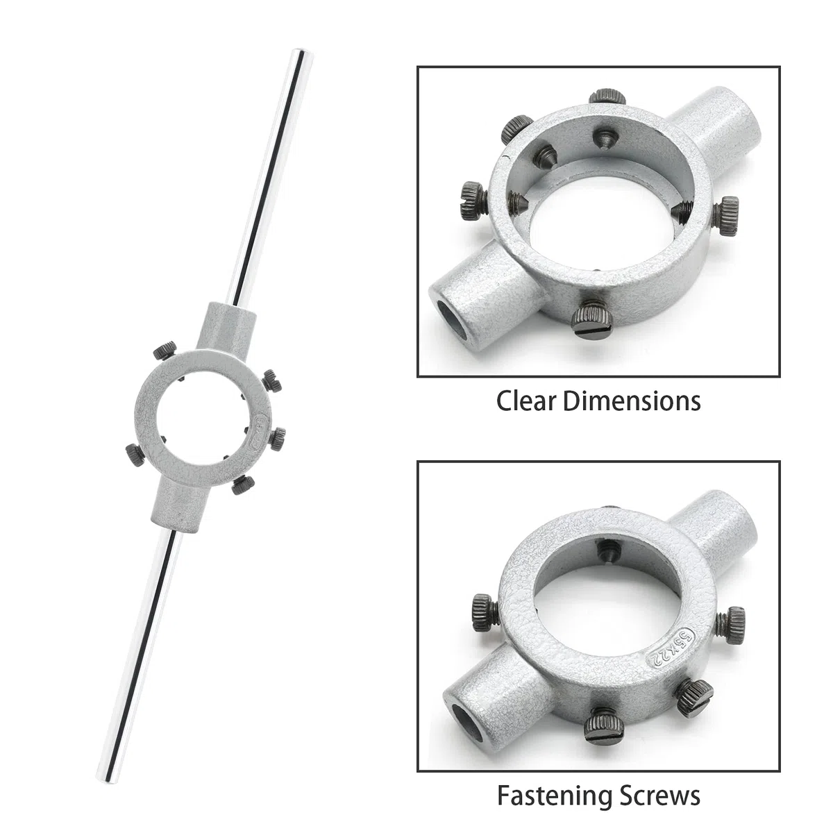 Clé à poignée ronde de 55 mm, support de poignée de clé à matrice réglable, poignée de support de matrice à filetage robuste (métrique, M22-M26)