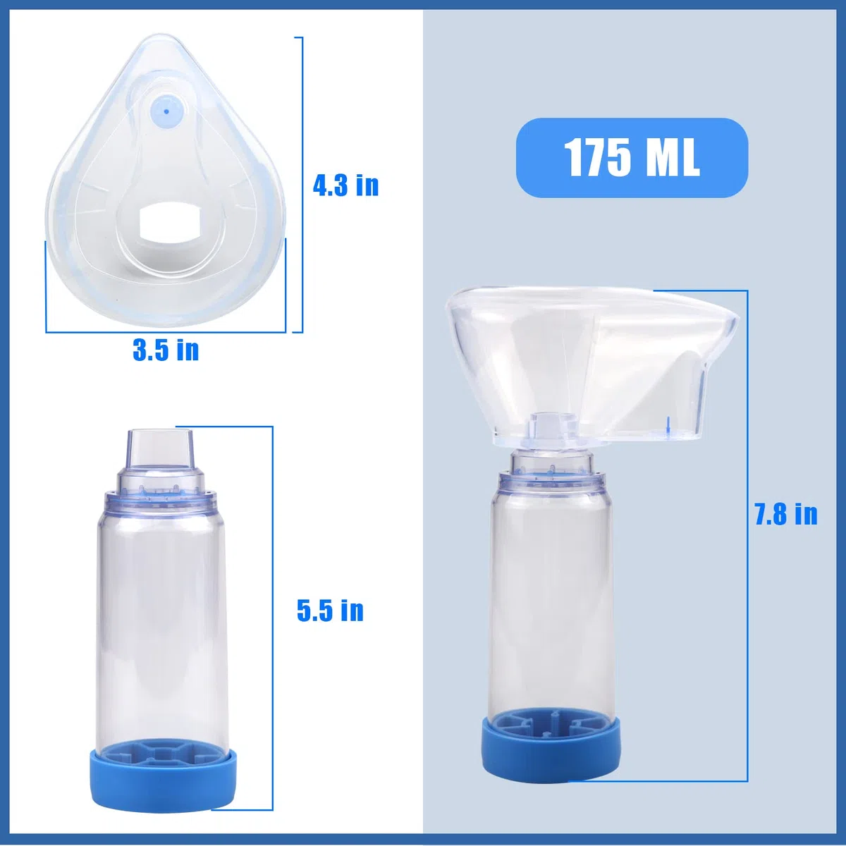 Chamber Plus Flow-Vu antistatique avec masque pour adulte grand (Blue)
