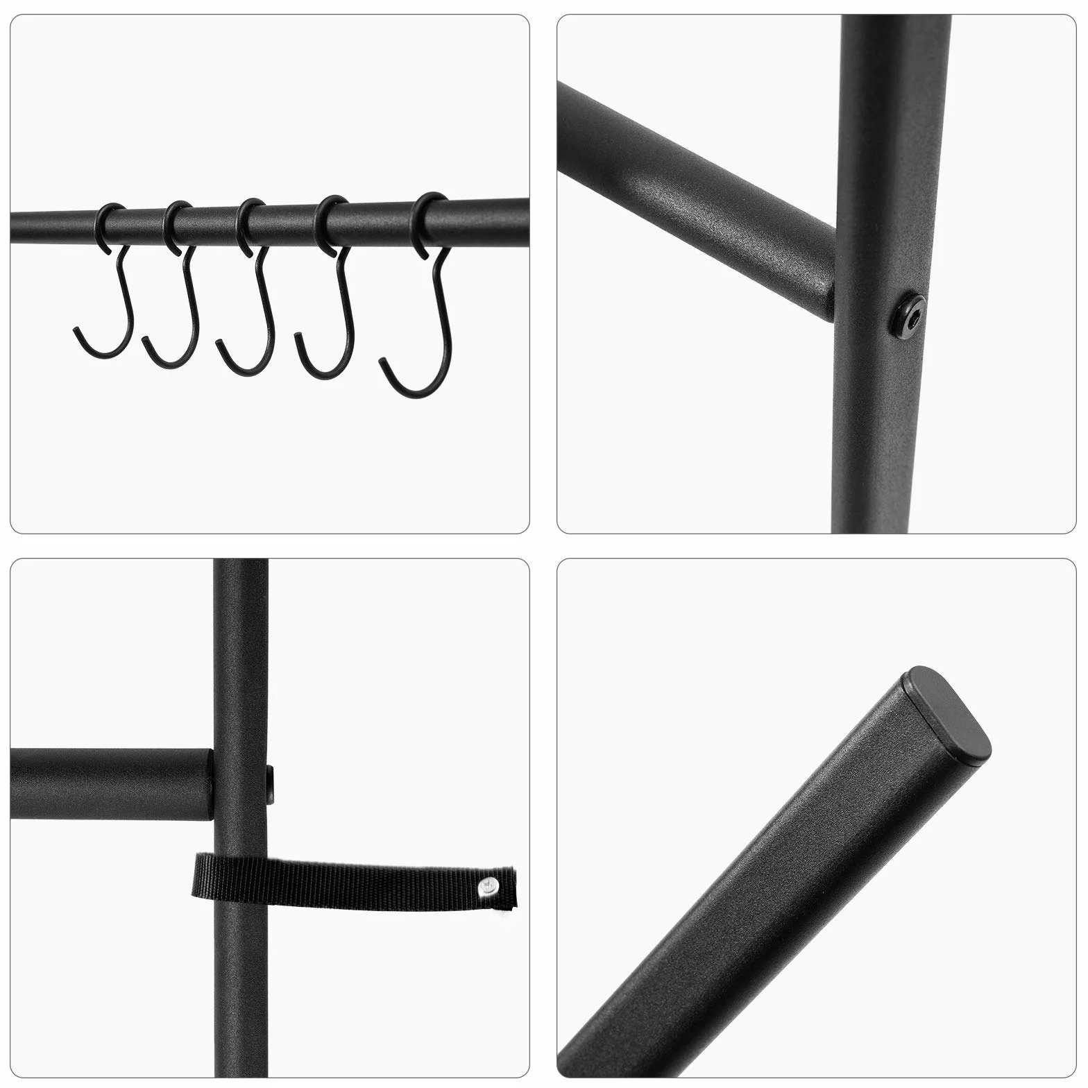 HOOBRO Étagère Échelle, Porte-Serviettes, avec 5 Amovibles Crochets, 58 x 177 cm, Gain de Place, Stable, pour Bain, Salon, Chambre, Bureau, Style Industriel, Montage Facile, Noir EBK62CJ01