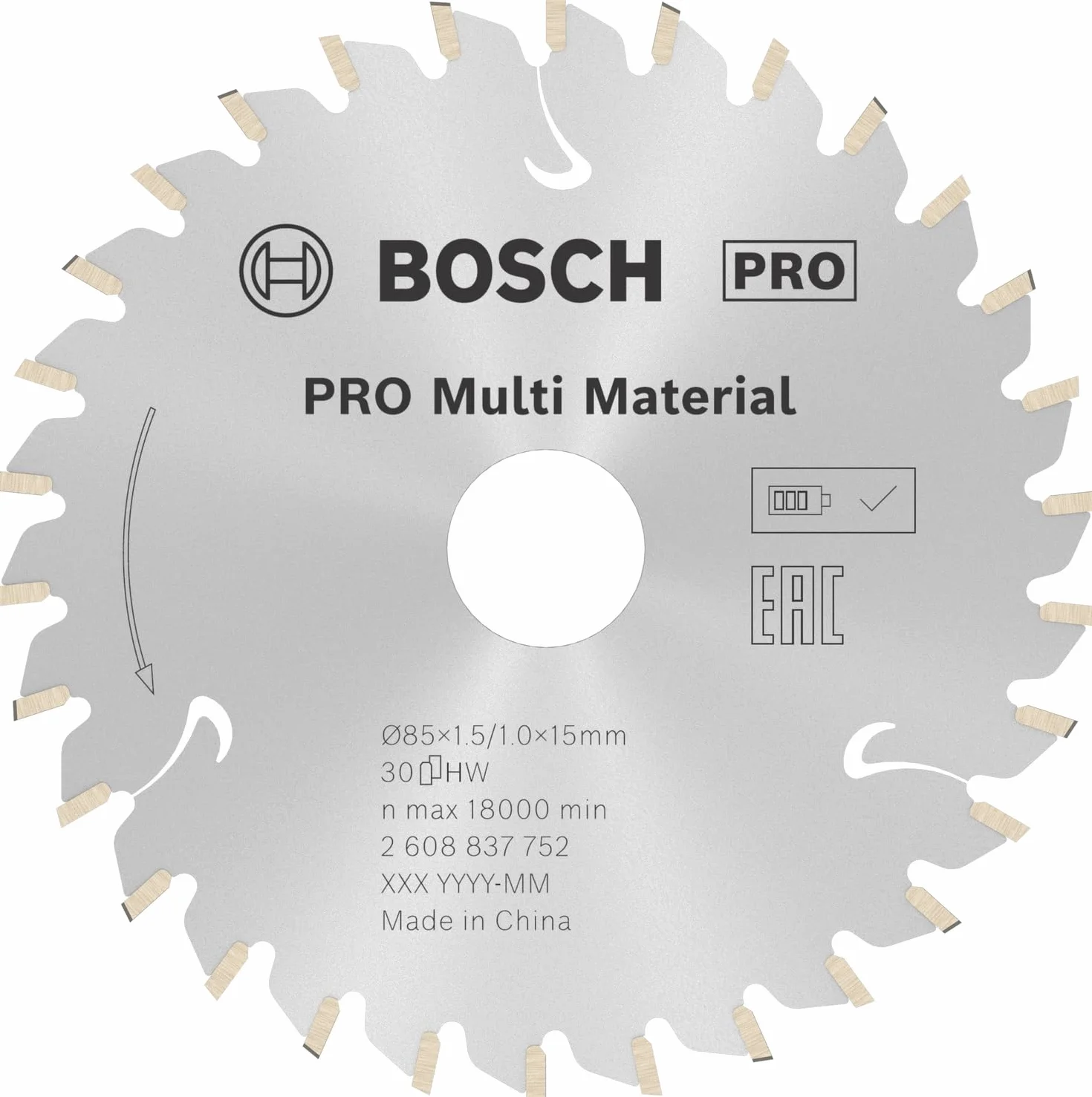 Bosch Professional 1x Lame de scie circulaire Standard for Multi Material (pour multi matériaux, 85 x 15 x 1,5 mm, 30 dents, accessoire de scie circulaire sans fil)