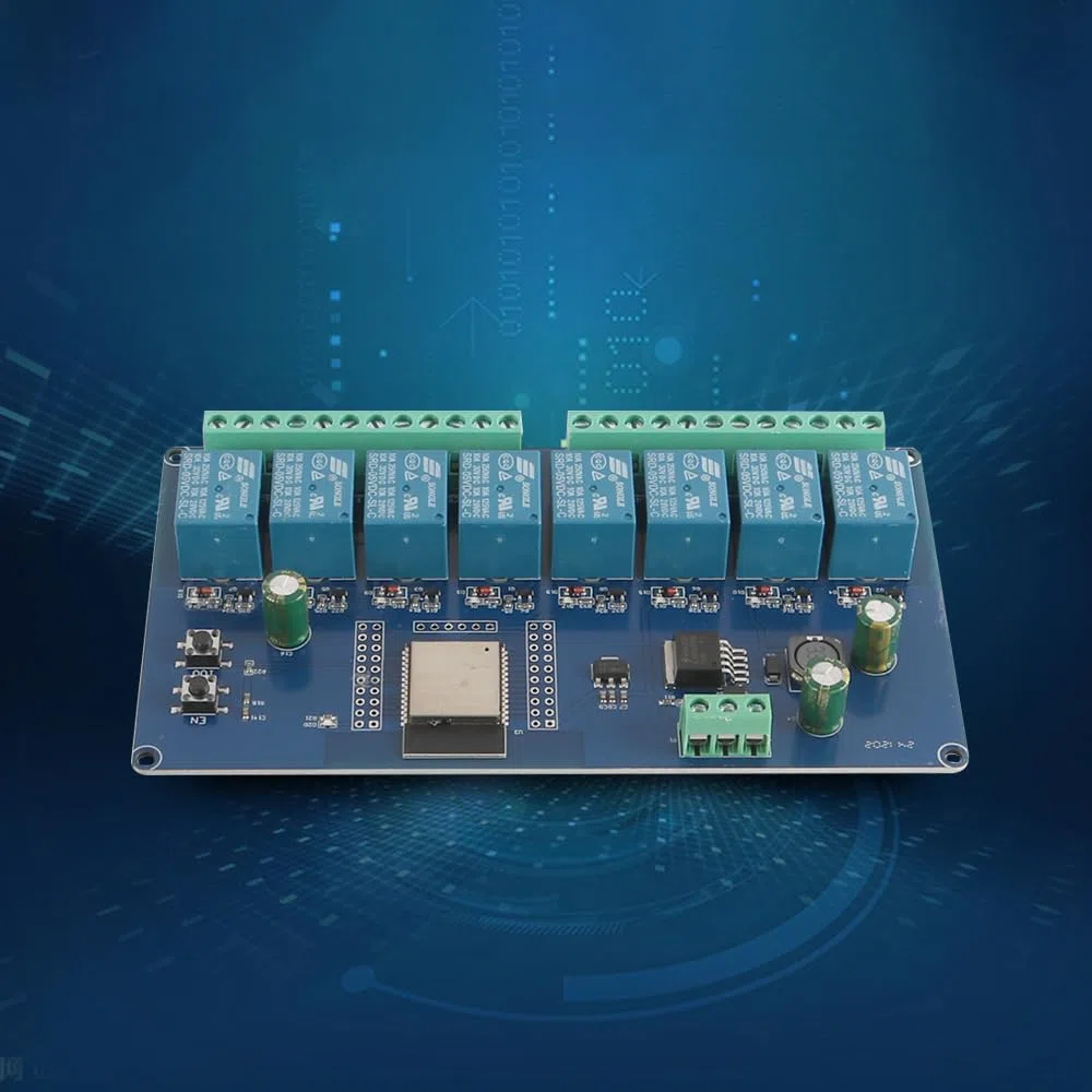 Module de Relais 8 canaux DC5-30 V Carte de développement secondaire ESP32 Bouton programmable, Bouton de réinitialisation Relais de Puissance