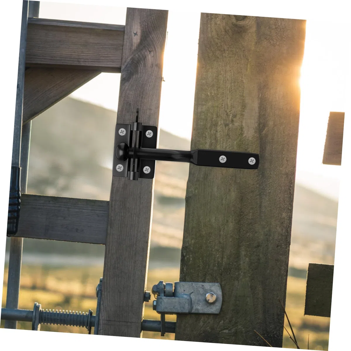 iplusmile Loquet de Portail et Stabilité Renforcée Mécanisme de Verrouillage Fiable en Fer Noir pour Portillon Bois pour Clôtures Extérieures et Fermes