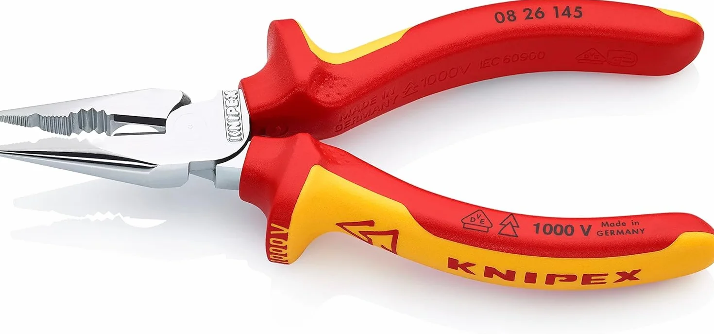 Knipex Pince universelle multifonctions chromée isolées par gaines bi-matière, certifiées VDE 145 mm, 08 26 145