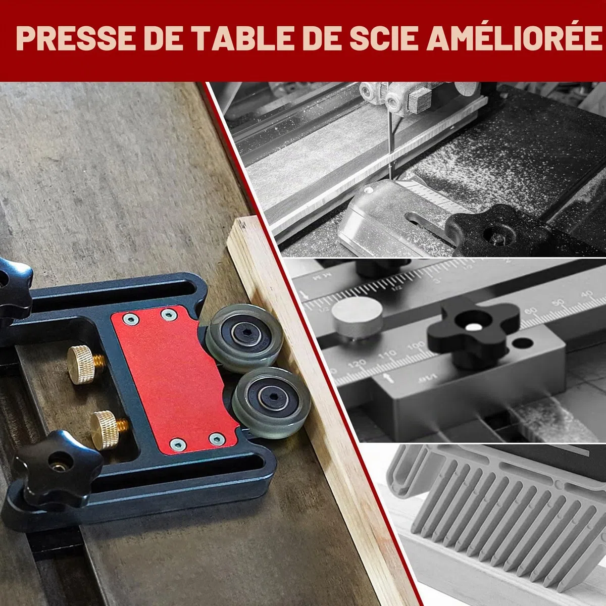 Roulements à rouleaux pour planches plume, en alliage d'aluminium à double roulement polyvalent pour table de sciage en bois, guide d'alimentation et de presse (1)