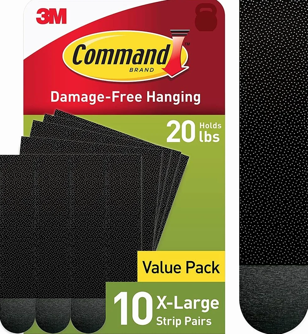 Command Lot de 10 paires de bandes adhésives XL pour accrocher des tableaux - Pour objets lourds - Charge maximale de 9 kg - Noir