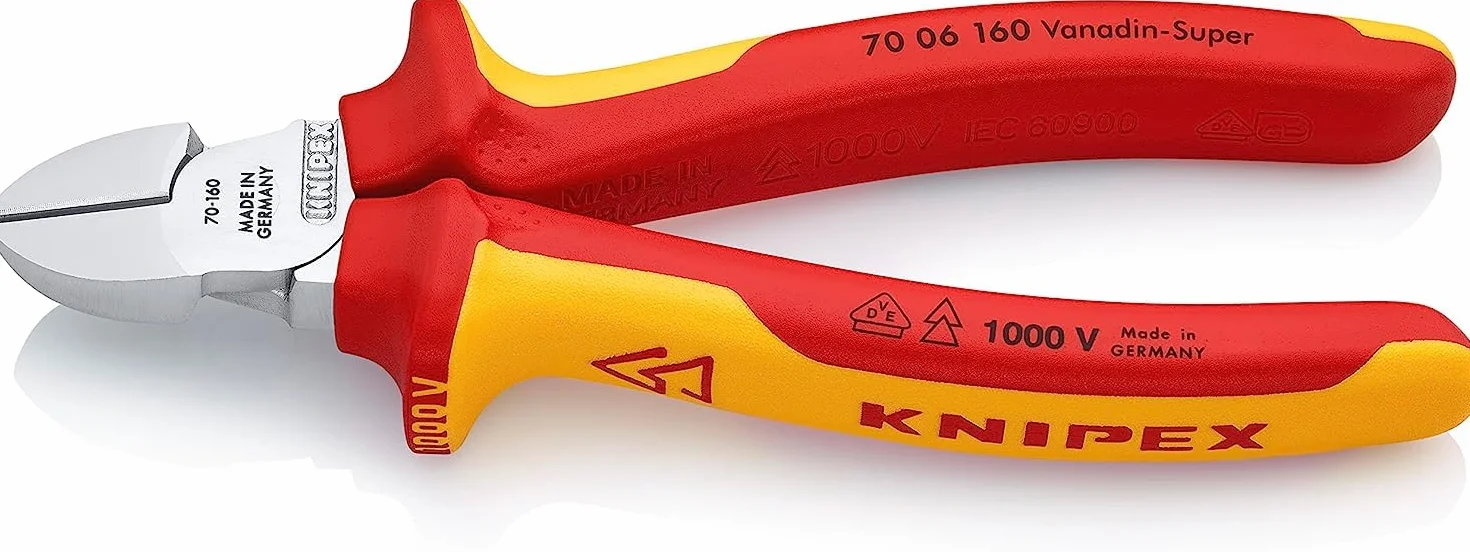 Knipex Pince coupante de côté chromée isolées par gaines bi-matière, certifiées VDE 160 mm, 70 06 160