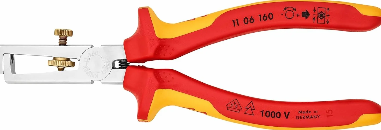 Knipex Pince à dénuder Avec ressort d'ouverture, universel chromée isolées par gaines bi-matière, certifiées VDE 160 mm, 11 06 160 | Pince à dénuder Knipex - Isolé - 160 mm