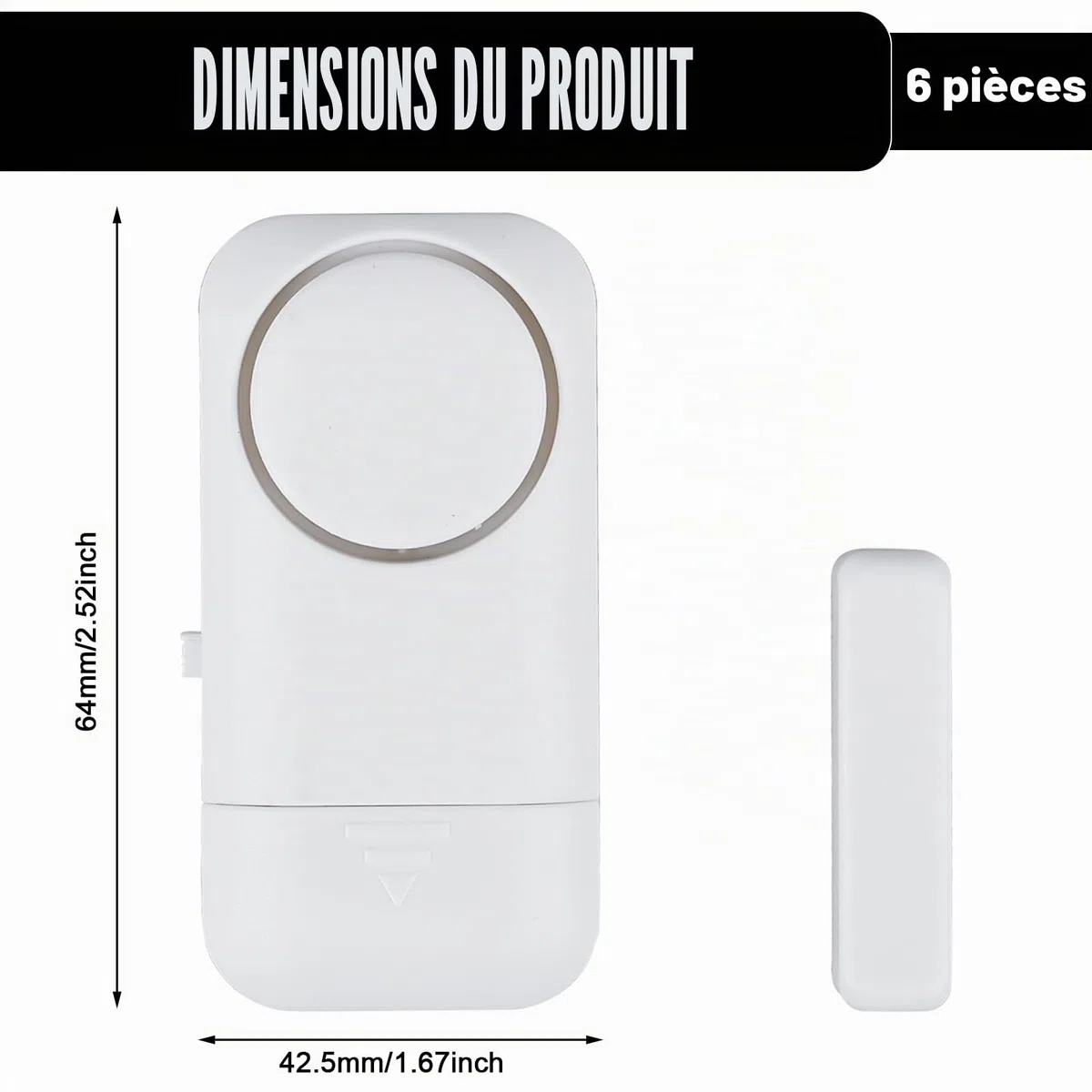 6 alarmes de porte sans fil, 120 dB, capteur d'alarme antivol avec contact magnétique, système d'alarme de sécurité sans fil pour maison, appartement, hôtel, bureau, garage (lot de 6 pièces
