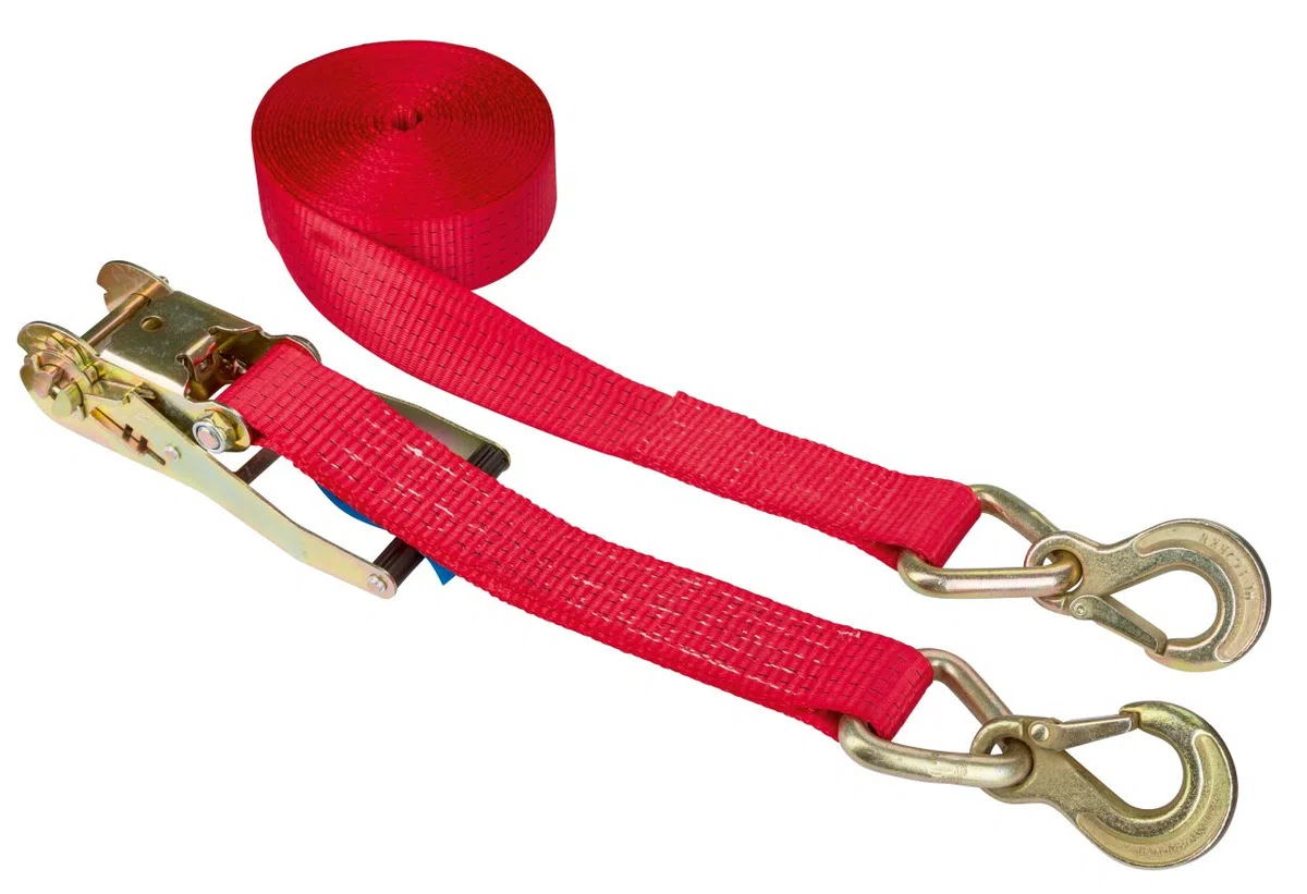 Kerbl Lot de 2 Crochets de Sangle d'arrimage à cliquet Rouge 50 mm x 8 m 5000 kg 37179