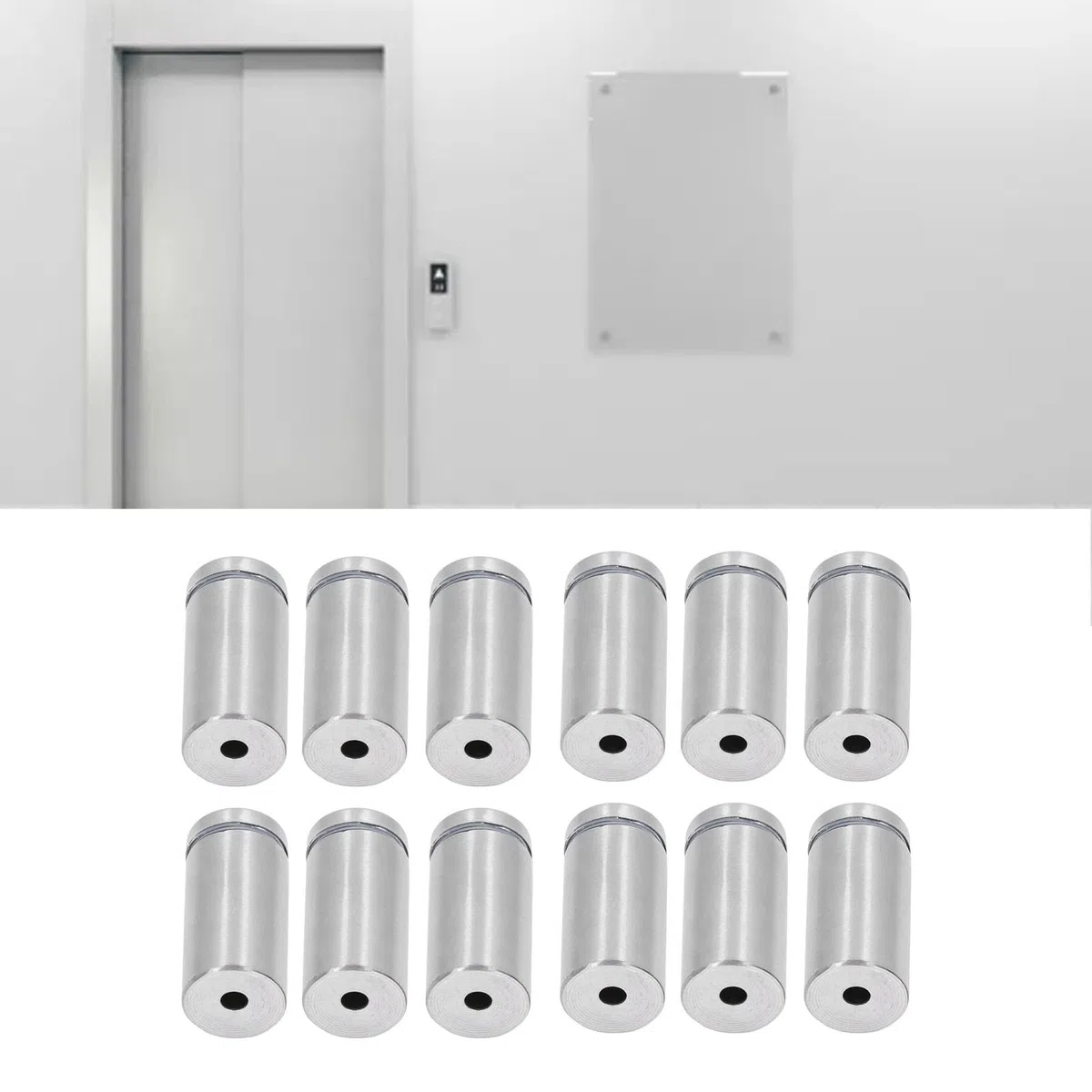 Entretoises Murales en Acier Inoxydable, 12 Pièces, 19x40mm, Kit de Vis et Chevilles pour Panneau Acrylique, Supports d'Affichage Publicitaire