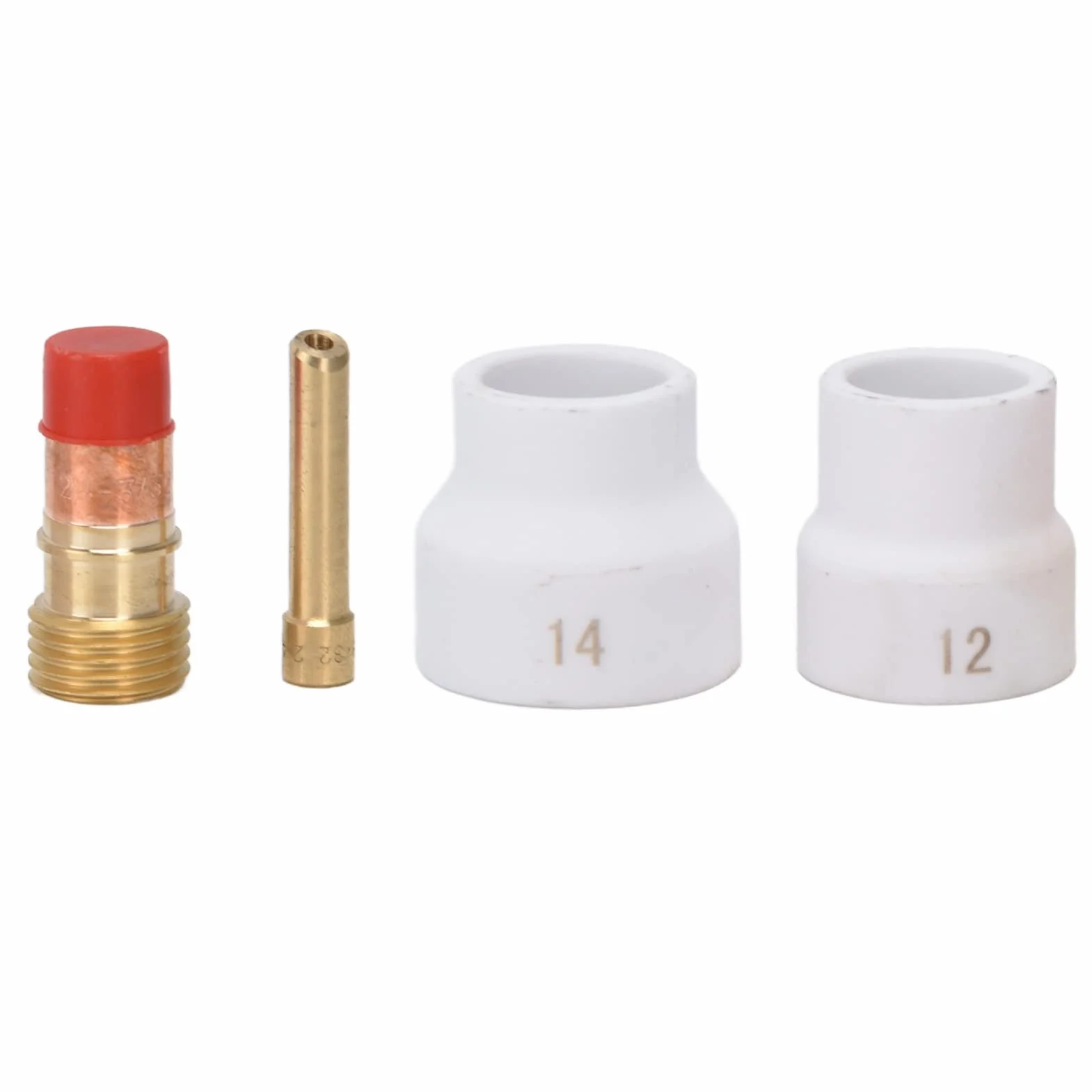 4 Pièces Kit de Lentilles à Gaz Buse en Céramique Blanche Connecteur de Porte-électrode à Biseau Court Accessoires de Soudage TIG pour WP 17 18 26
