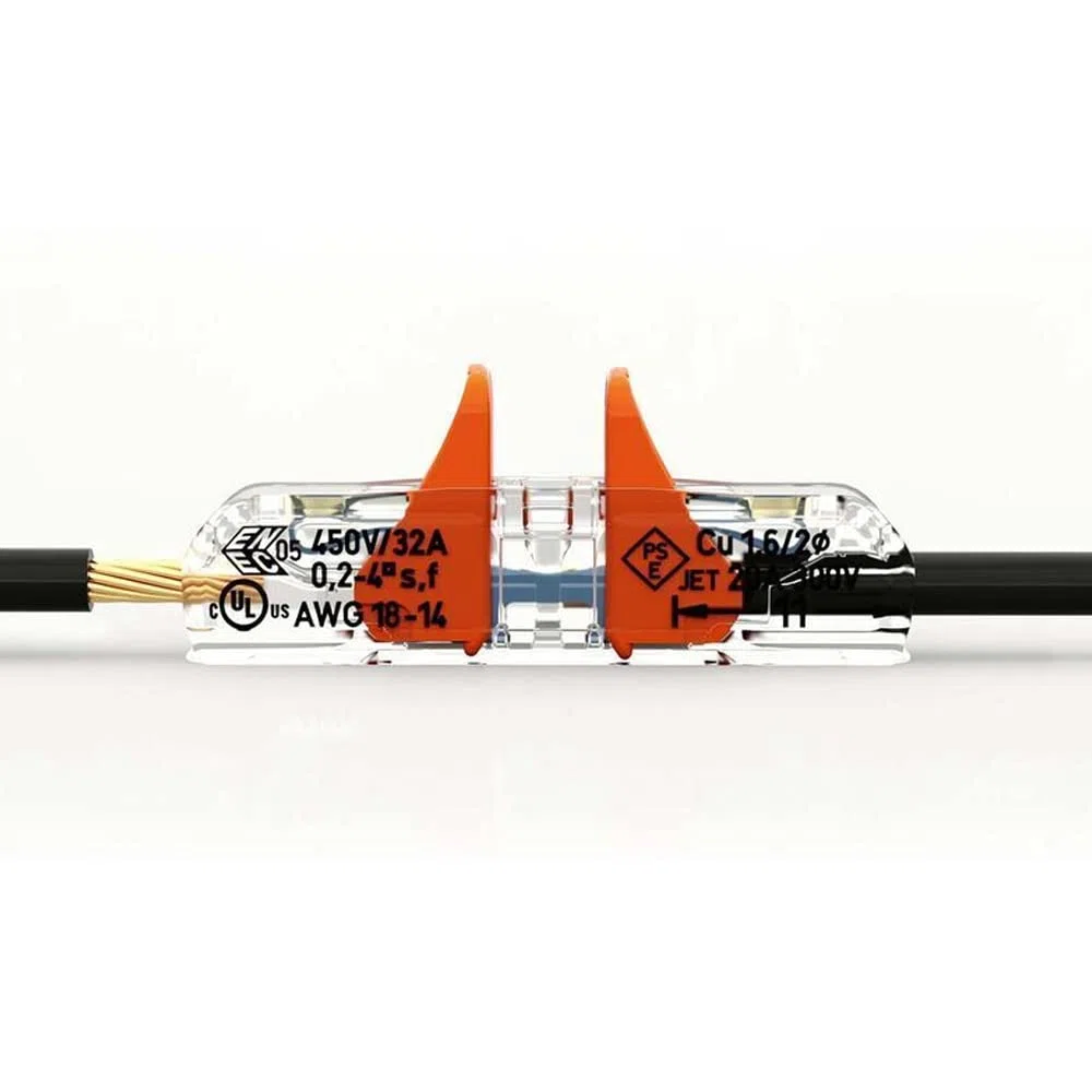 Wago, Borne à Leviers In Line S221, 4mm², Orange, Compatible Conducteurs Rigides et Souples 0.2-4mm², Actionnement à Leviers, 450V, 32A, Design Compact, Garantie 2 Ans, Connexion Directe et Sécurisée | Bornes de connexion compactes pour conducteurs rigide
