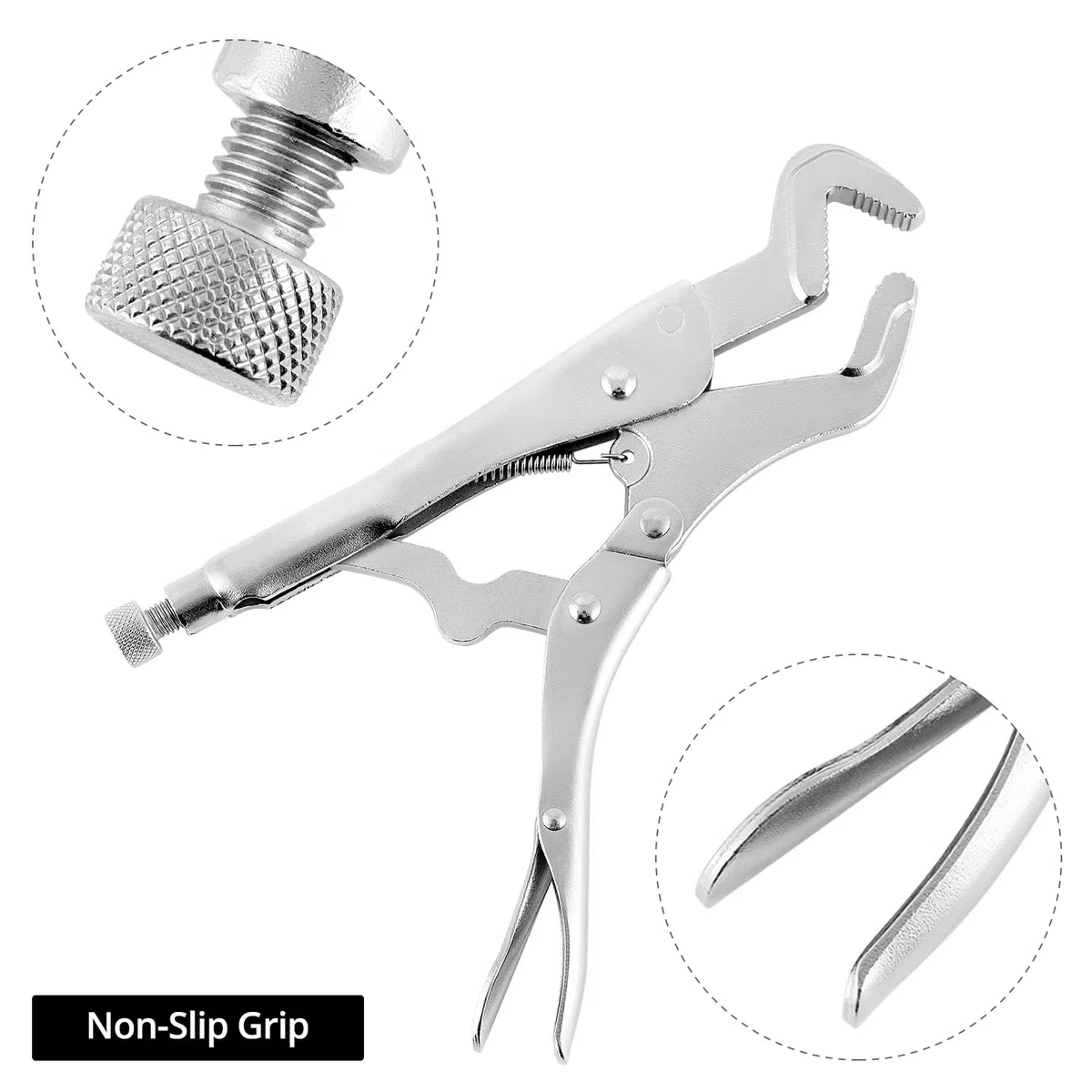 QWORK Pince à nez de perroquet de 22,9 cm en acier au chrome-molybdène avec mâchoire de verrouillage réglable, poignée antidérapante