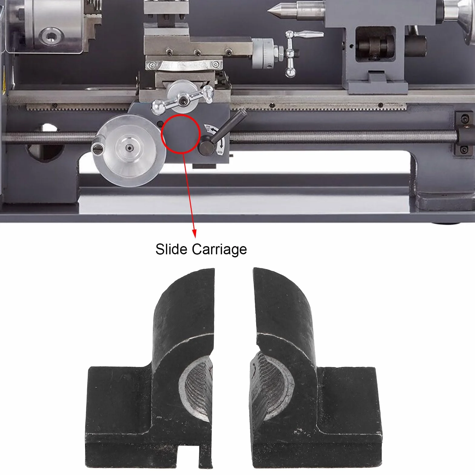 Écrou de Type divisé, Écrou Haute et Demi-écrou Basse - 2pcs 1,5 Mm Pitch Half Nut pour Vis Tête Métrique - Compatible 0618 CJ18 CJ0618A 7X12 7X14 0618-3B MINI LATHE, 45