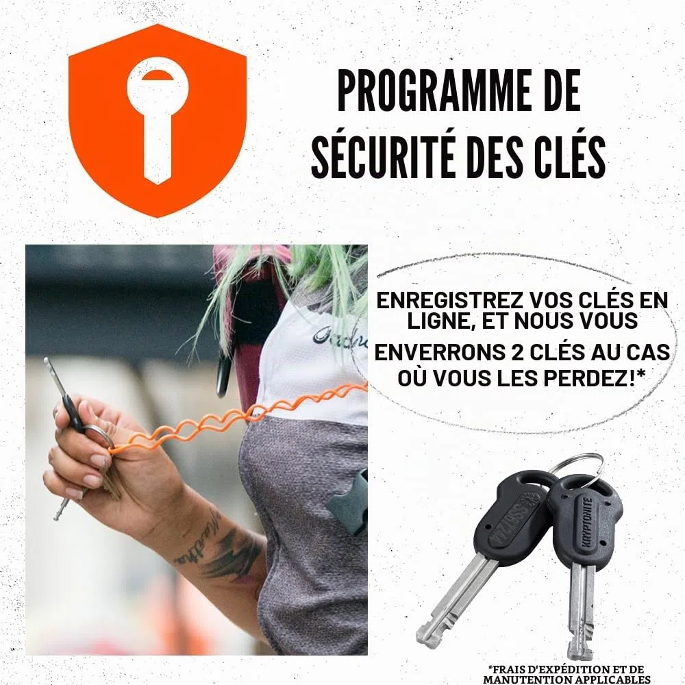 Kryptonite KryptoFlex 1518 Câble Antivol avec Clé, Niveau Sécurité 3/10 | Câble Tressé en Acier de 15 mm, Antivol Vélo avec Revêtement en Vinyle, Système Easy-Click, 1,07 kg, Longueur 180 cm