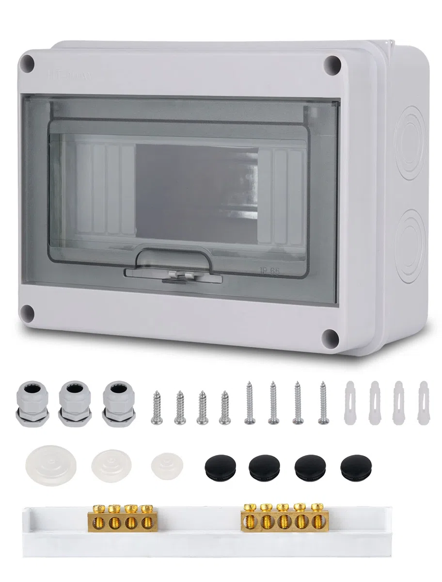 Coffret Electrique, Coffret Electrique Etanche Exterieur IP65, 8 Modules, Avec Terminaux, Rails Intégrés et Accessoires, Pour Une Utilisation à L'extérieur