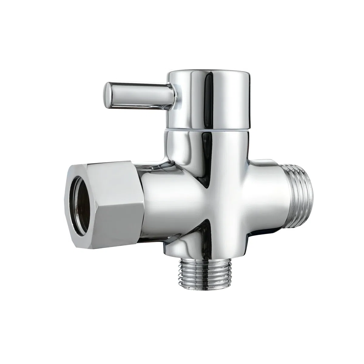 Tecmolog Robinet WC 3 Voies en Laiton Valve Inverseur de Douche 3/8" pour Toilette, Chromé, DSF007F