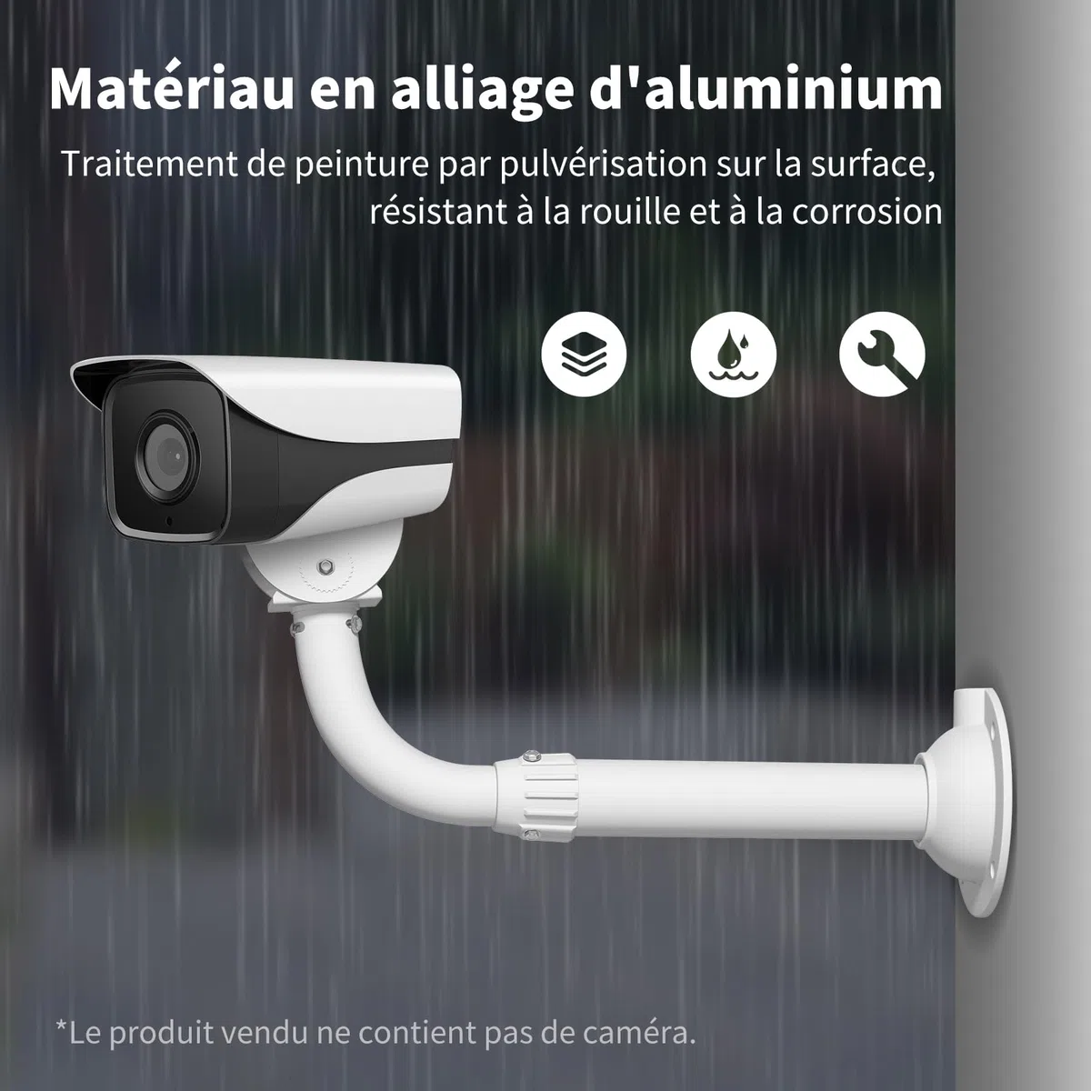 Support Mural Extensible en métal Solide pour caméras de Surveillance de sécurité, Support de Montage réglable de 30-60cm pour caméra de sécurité CCTV IP, Montage Mural et Plafond, J-Pole