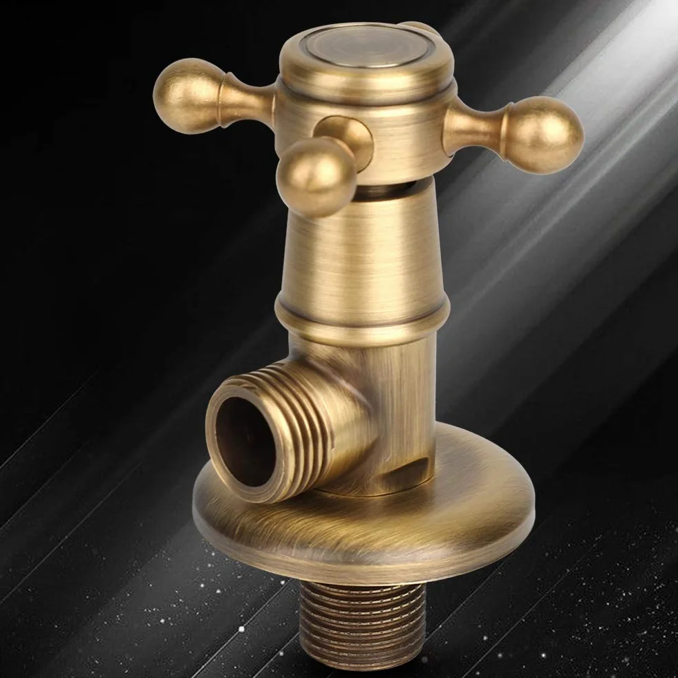 Valve d'angle en cuivre complet universelle froid et chaud antirouille antiseptique design rétro pour robinets multiples salle de bains cuisine avec contrôle d'eau précis et durable