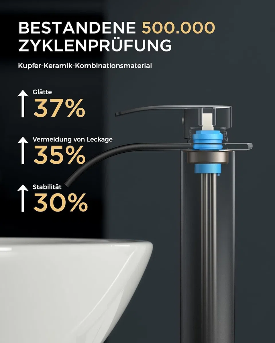 Robinet de lavabo cascade, noir, cascade, haut, moderne, mitigeur monocommande en laiton, économie d'énergie, économie d'eau