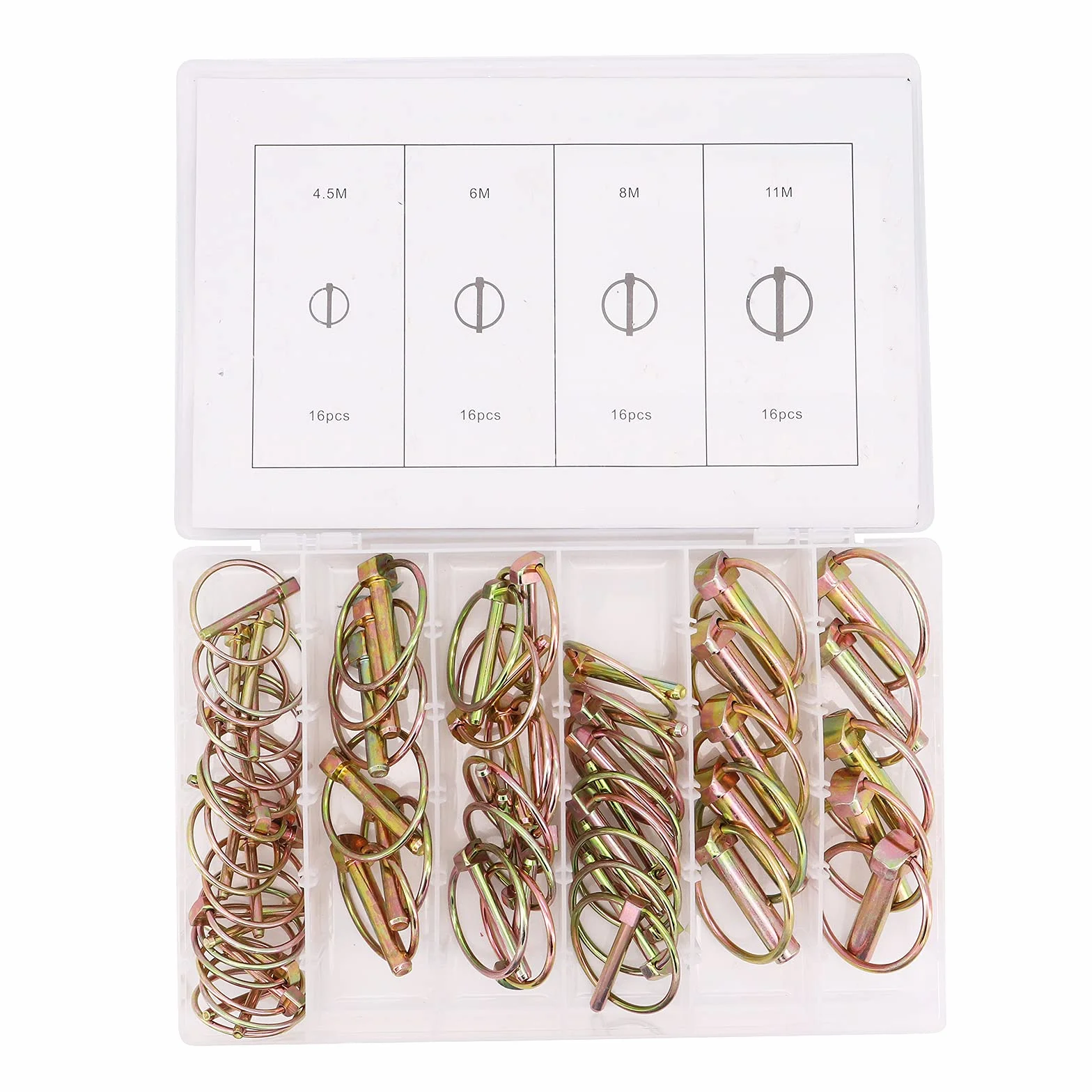 Goupille Clip, 50 Pièces 4 Tailles Assortiment de Goupilles Clips pour Remorque de Tracteur Agricole