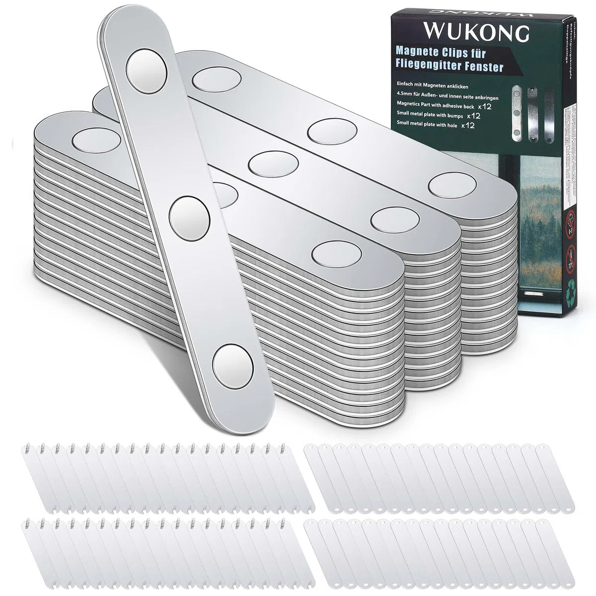 Wukong Aimants pour Moustiquaire – Lot de 36 aimants puissants autocollants et réutilisables pour fixer les moustiquaires aux fenêtres, sans perçage, pour une utilisation intérieure et extérieure