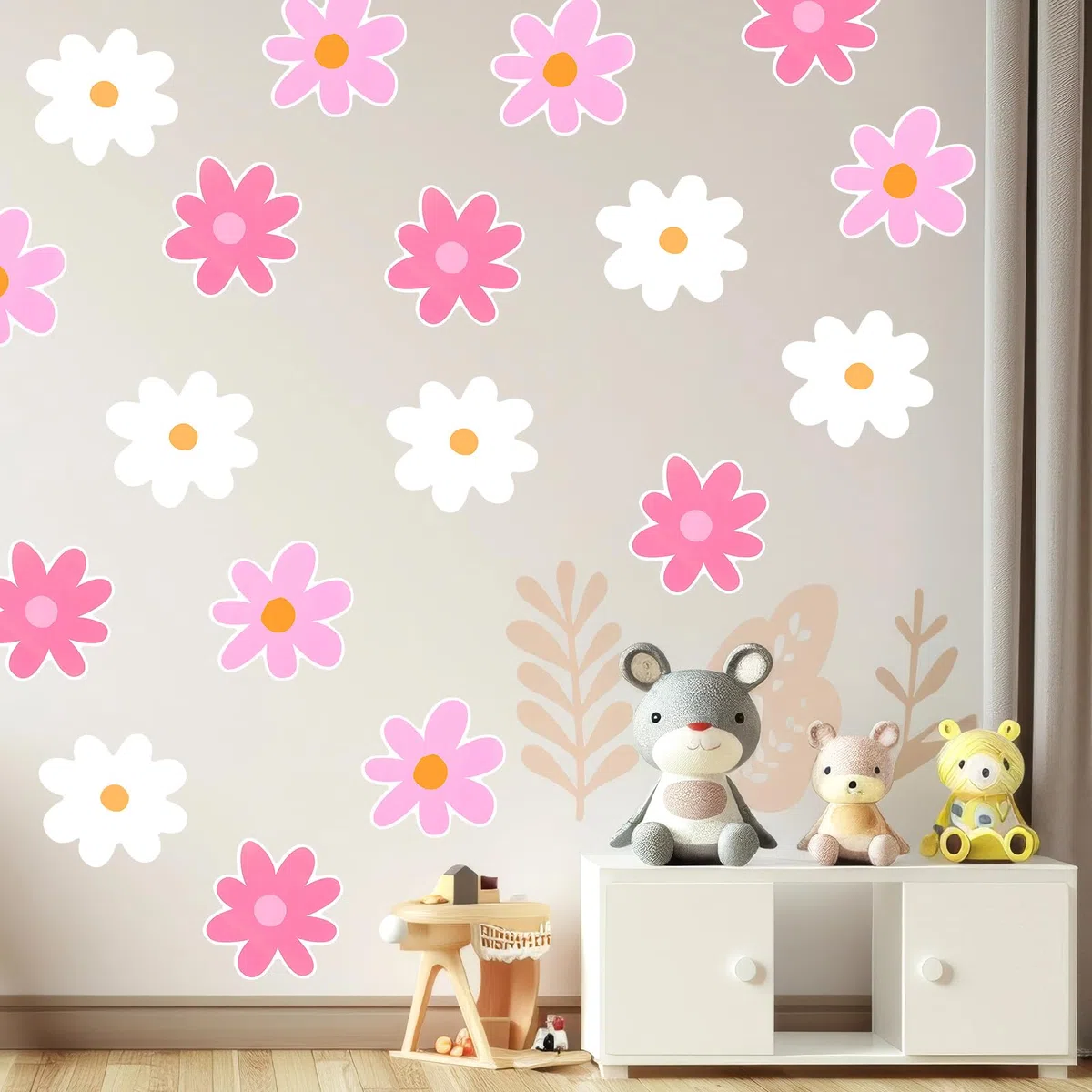 Autocollant Mural Marguerite 36 Pièces, Autocollant Mural Grande Fleur imperméable pour Chambre d'enfant, Stickers muraux Marguerite pour Chambre d'enfant, Chambre, Salon, décoration Murale