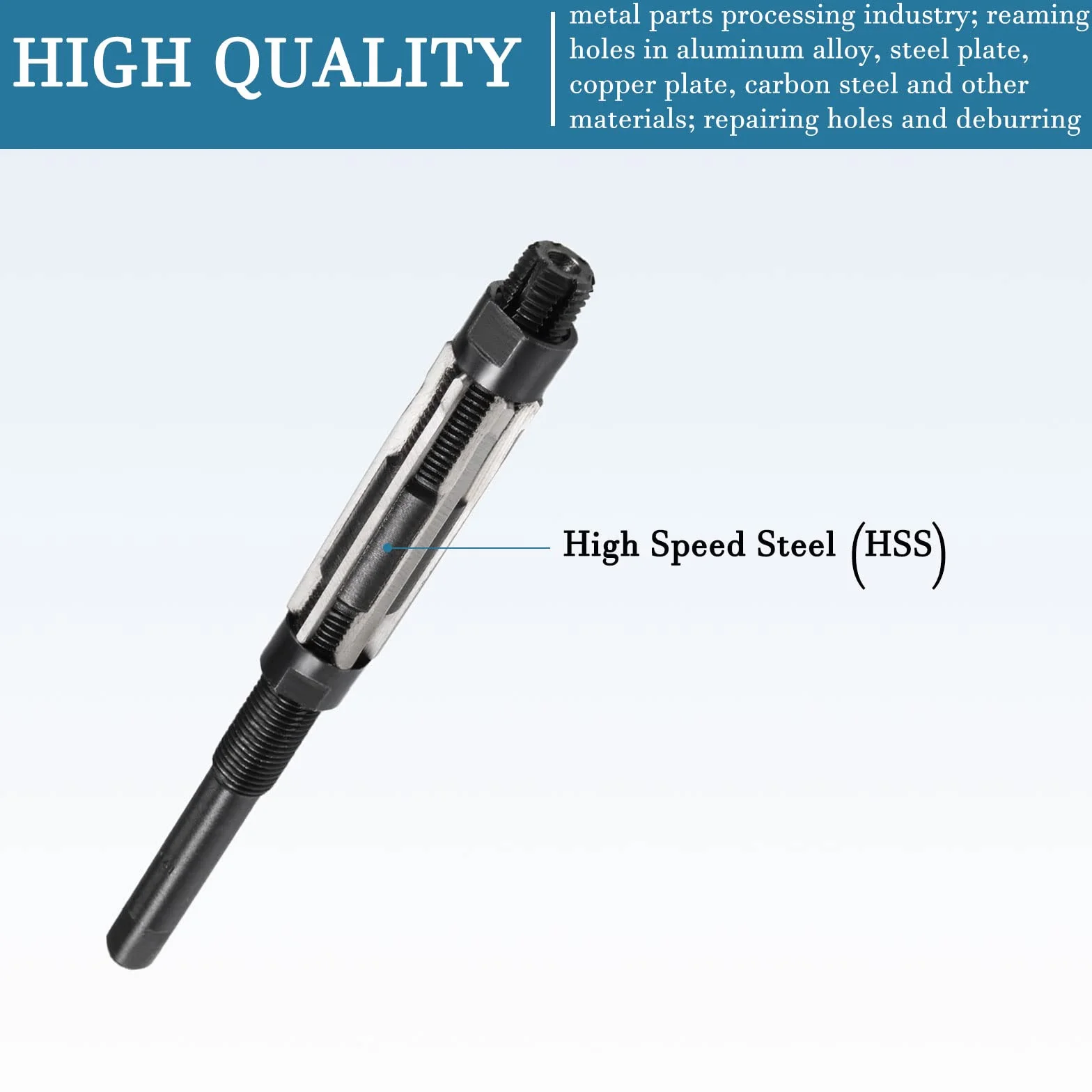 QUARKZMAN 19-21mm Réglable Main Actionné Alésoir x 1 Pièce Haute Vitesse Acier 6 Droite Flûte pour Alésage Métal Pièces, [H8]