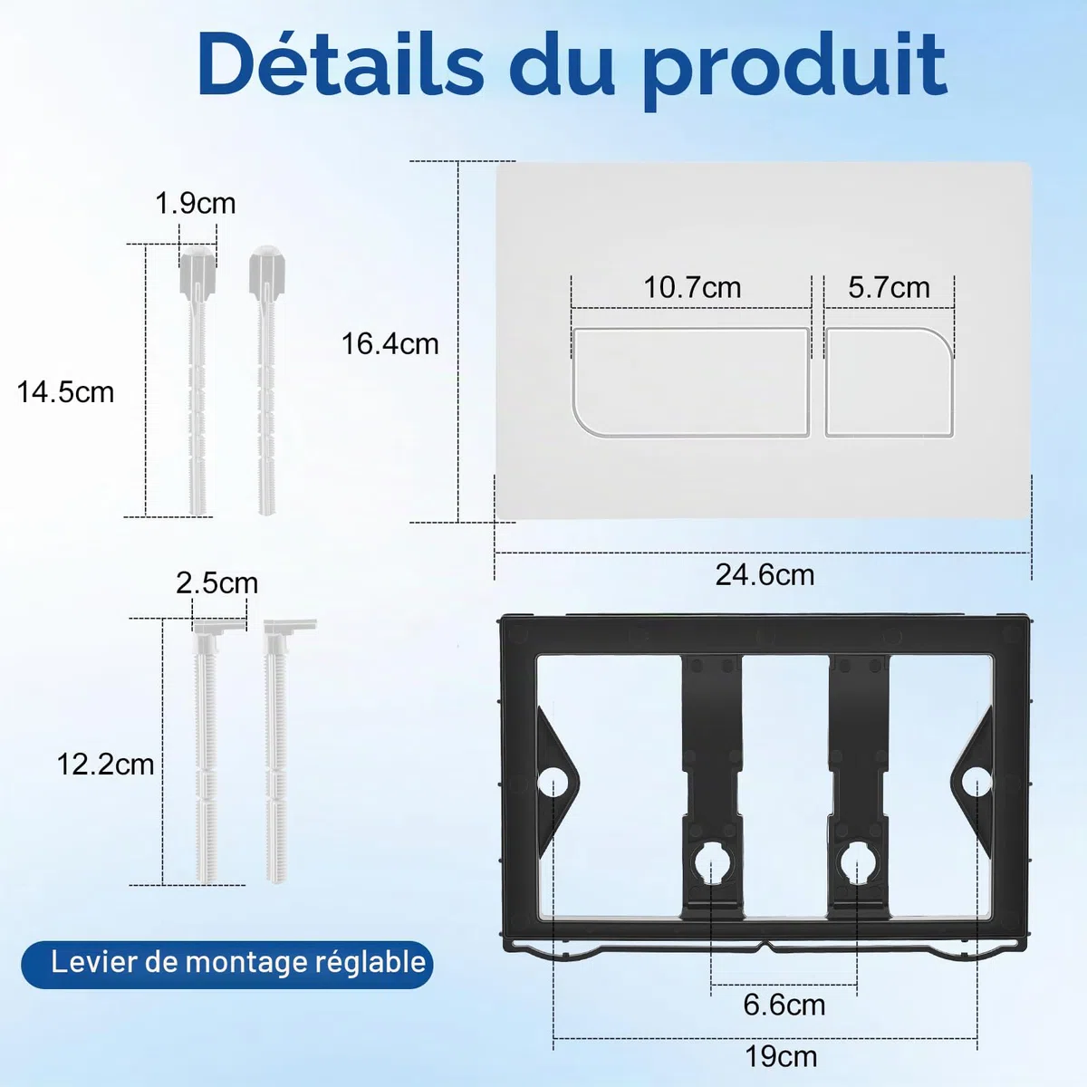 Plaque de Commande WC Suspendu, Plaque de Déclenchement Geberit Wcà Double Chasse d’Eau, Compatible avec GEBERIT SIGMA01/20/21/30/50 UP300/320, Plaque de Commande WC Suspendu (Blanc)