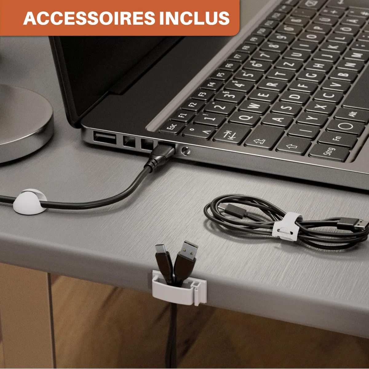 Chemin de Cable (Set de 2) en Acier Noir - Montage Rapide et Facile - Cable Management Solide et Pratique - Jusqu'à 5kg