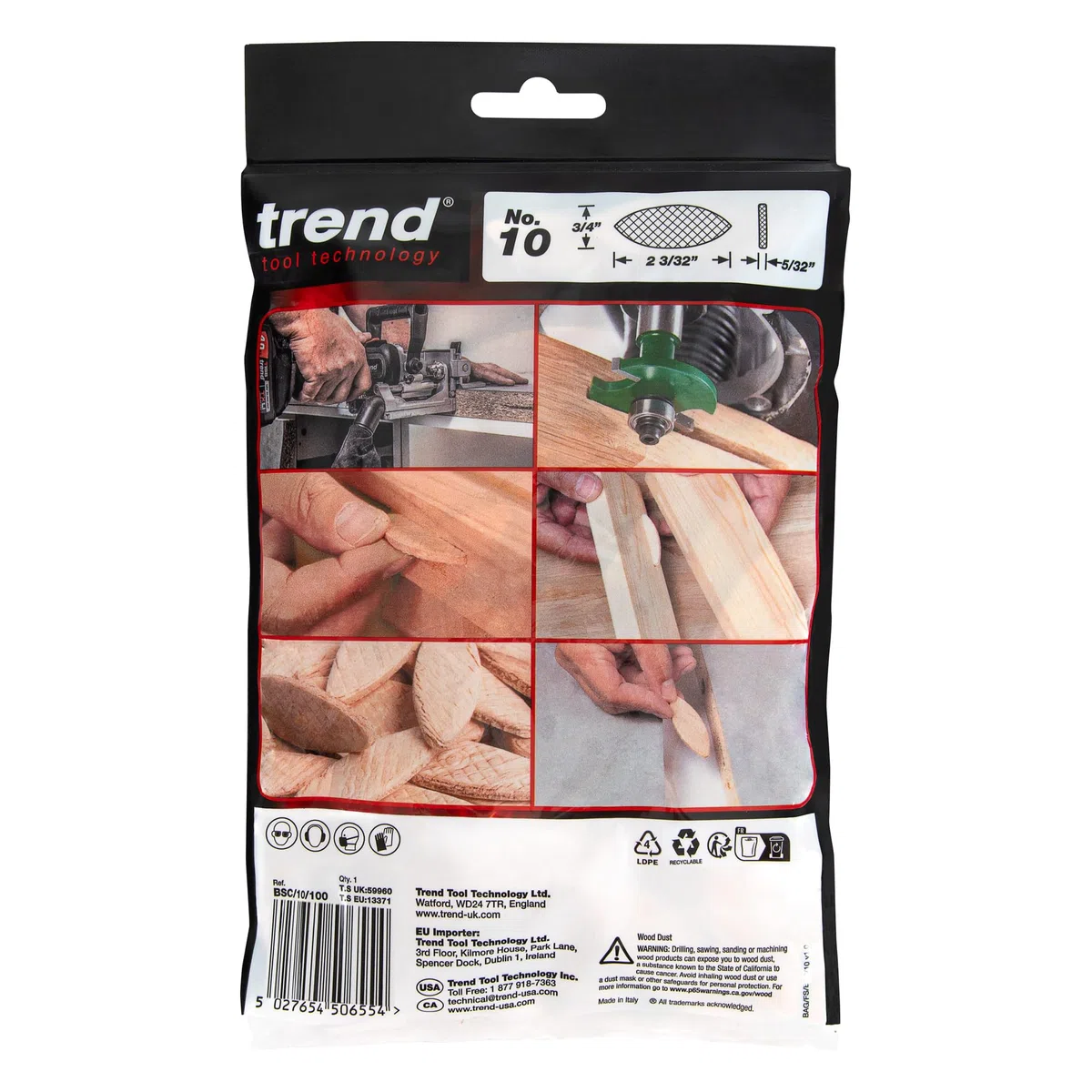 Trend 100pcs Beechwood Joining Biscuits (No. 10) for Woodworking, Joinery, and Furniture Framing, BSC/10/100