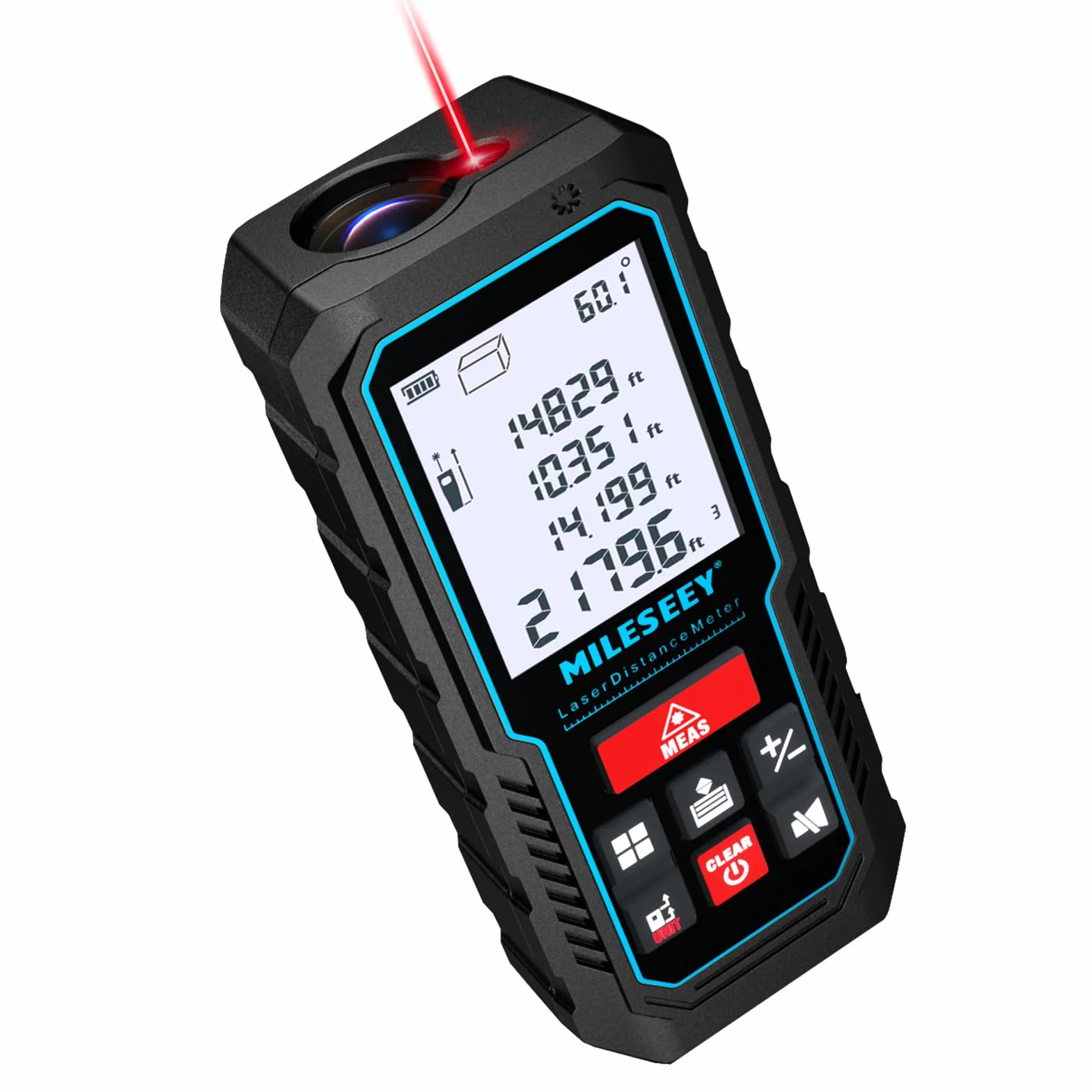 MiLESEEY Telemetre Laser 70M avec Niveau Électronique Amélioré, Précision ± 2 mm, Mesure de Distance Longueur/Hauteur/Surface, 2''LCD Rétroéclairage, Fonction Muet, Batterie Incluse, Intérieur