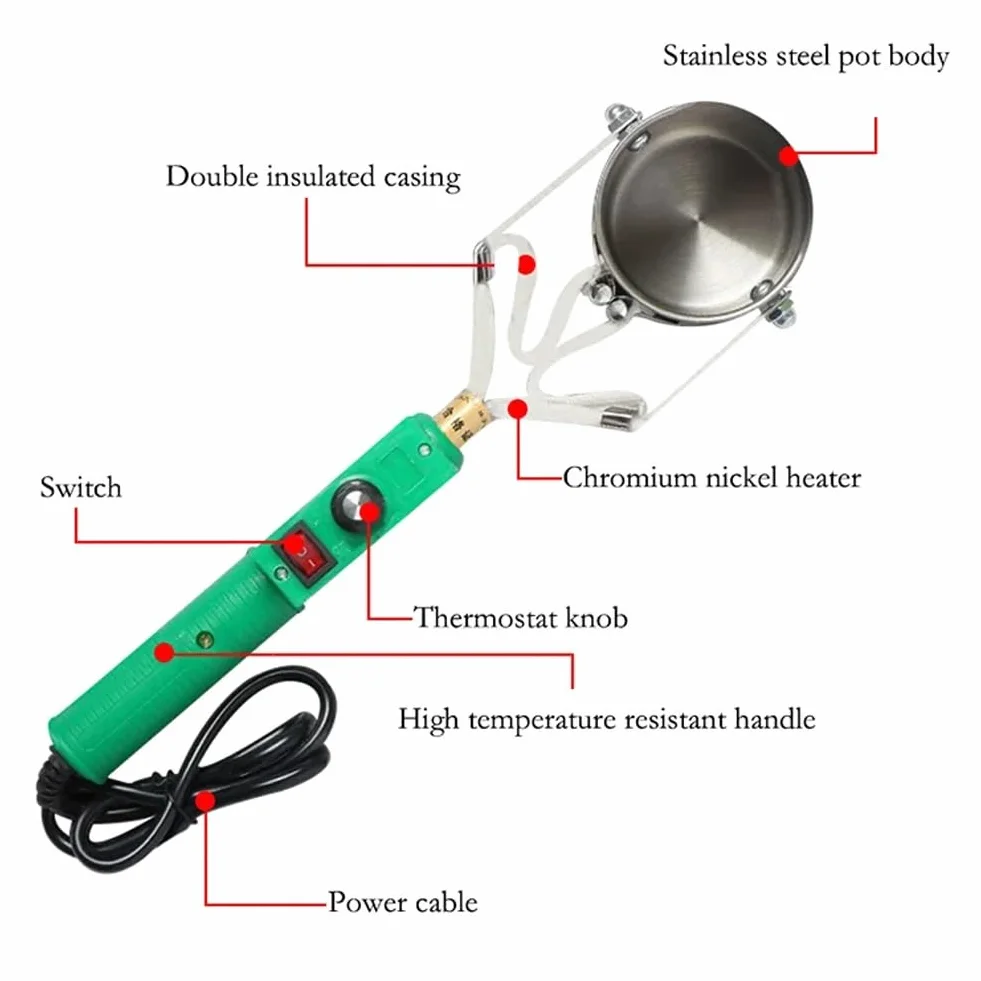 Creuset de plomb portatif, creuset de fusion d'étain à souder électrique 420 W,four de soudure d'une capacité de 1 100 g avec poignée, plage de température de 150 à 450 ℃, creusets en métal for moules