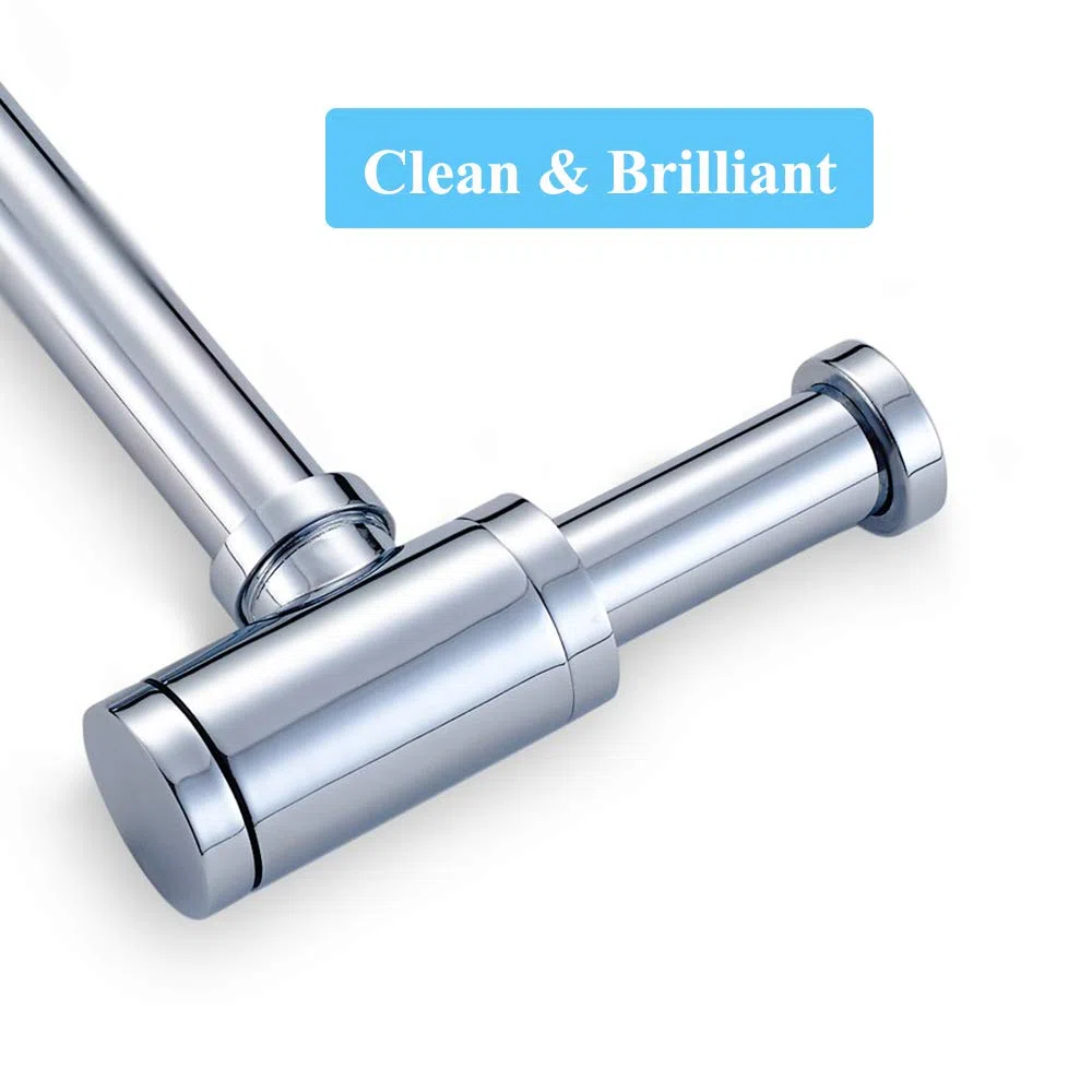 Laiton Siphon de Lavabo, Keymark Universel Siphon Design 1 1/4 x 32mm, Piège à Déchets avec Extra Long Tube d'extension 200mm, Anti Odeur Anti-fuite, Chromé