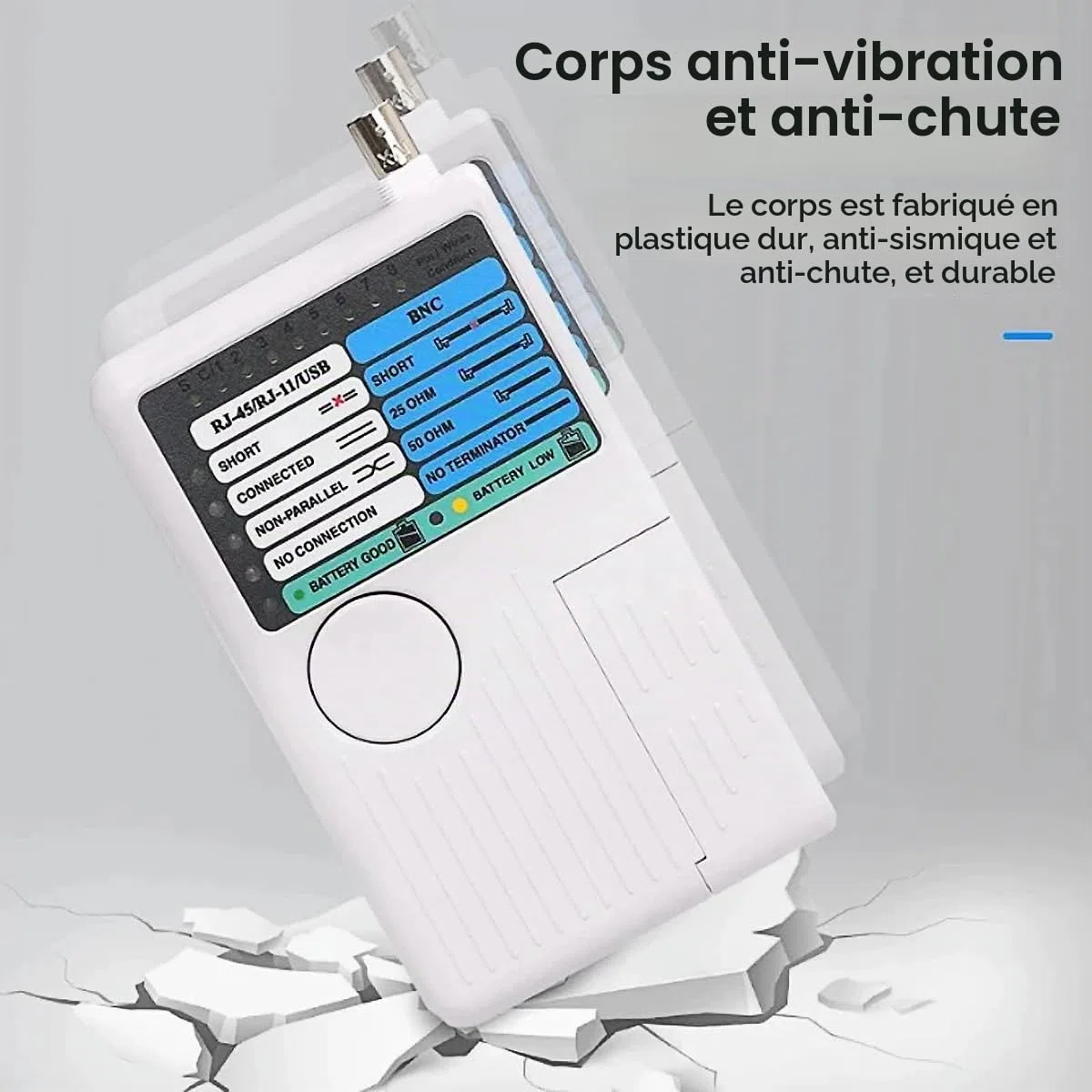 Testeur de câble réseau multifonction 4 en 1, testeur de fil Cat5 Cat6 de câble LAN RJ45/RJ11/USB/BNC, Testeur de câble réseau - BNC, RJ45, RJ11