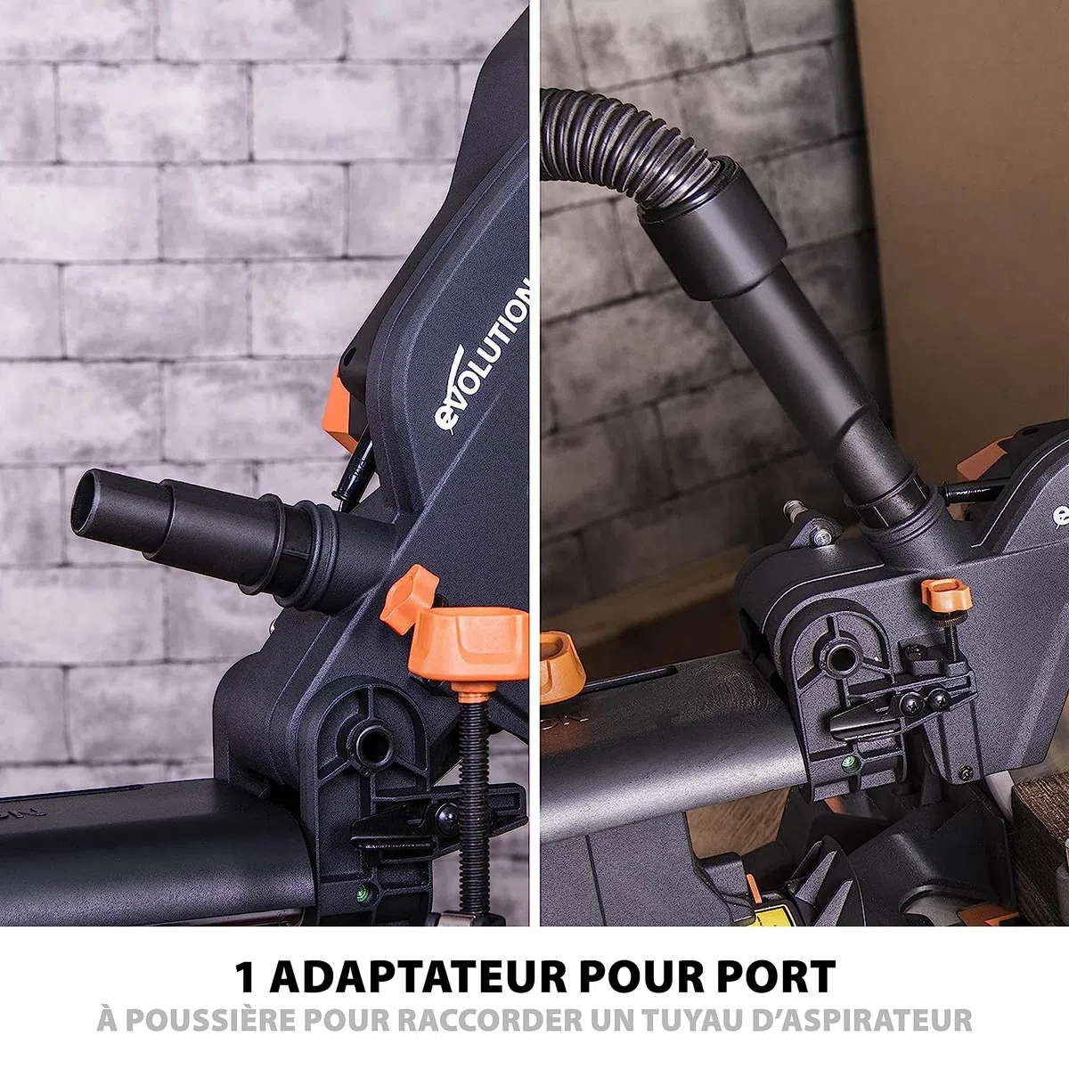 Evolution Power Tools R210SMS Pack d’accessoires pour scie à onglets, comprend 2 pinces de serrage, un sac à poussière et un adaptateur pour port d’aspiration, 210 mm