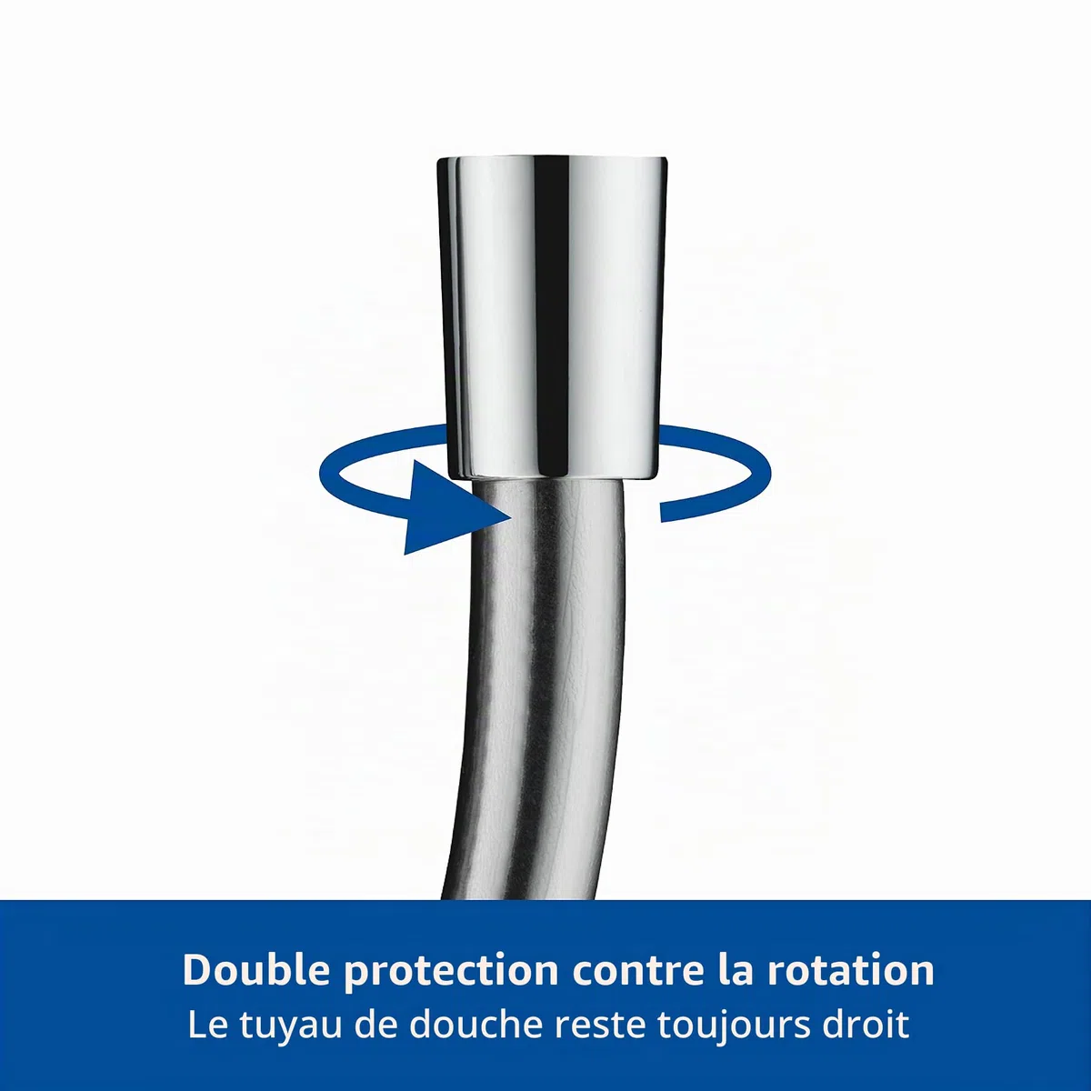 Duravit Universal flexible de douche, tuyau de douche 1,25 m avec protection contre la torsion, protection contre le pliage, anti-torsion, chromé