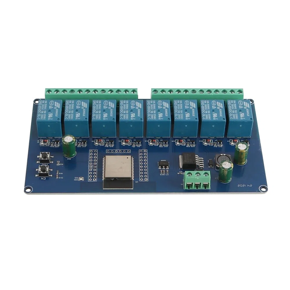 Module de Relais 8 canaux DC5-30 V Carte de développement secondaire ESP32 Bouton programmable, Bouton de réinitialisation Relais de Puissance