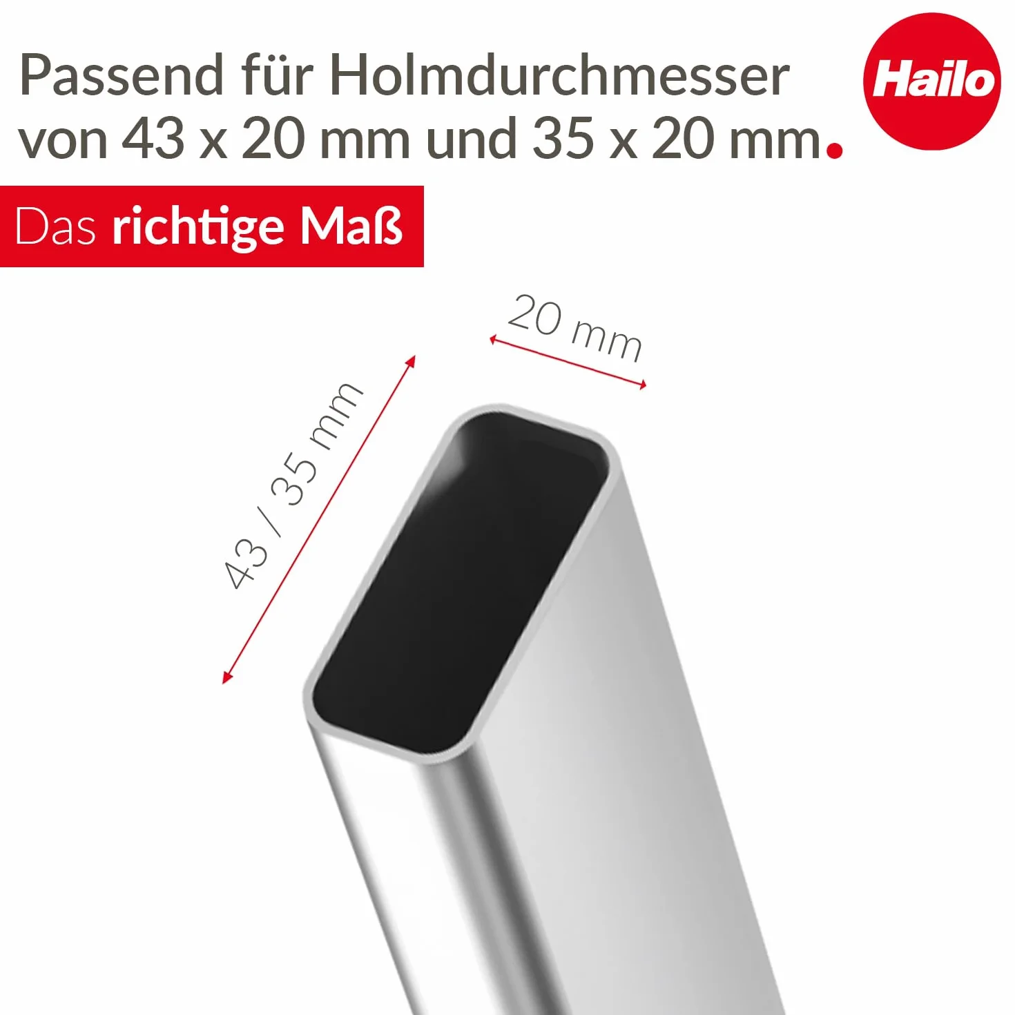 Hailo Lot de 4 pieds d'échelle - Pieds de rechange pour échelles ménagères Hailo telles que L20, L40 BasicLine et L50, L60 StandardLine - 43 x 20 et 35 x 20 mm, noir