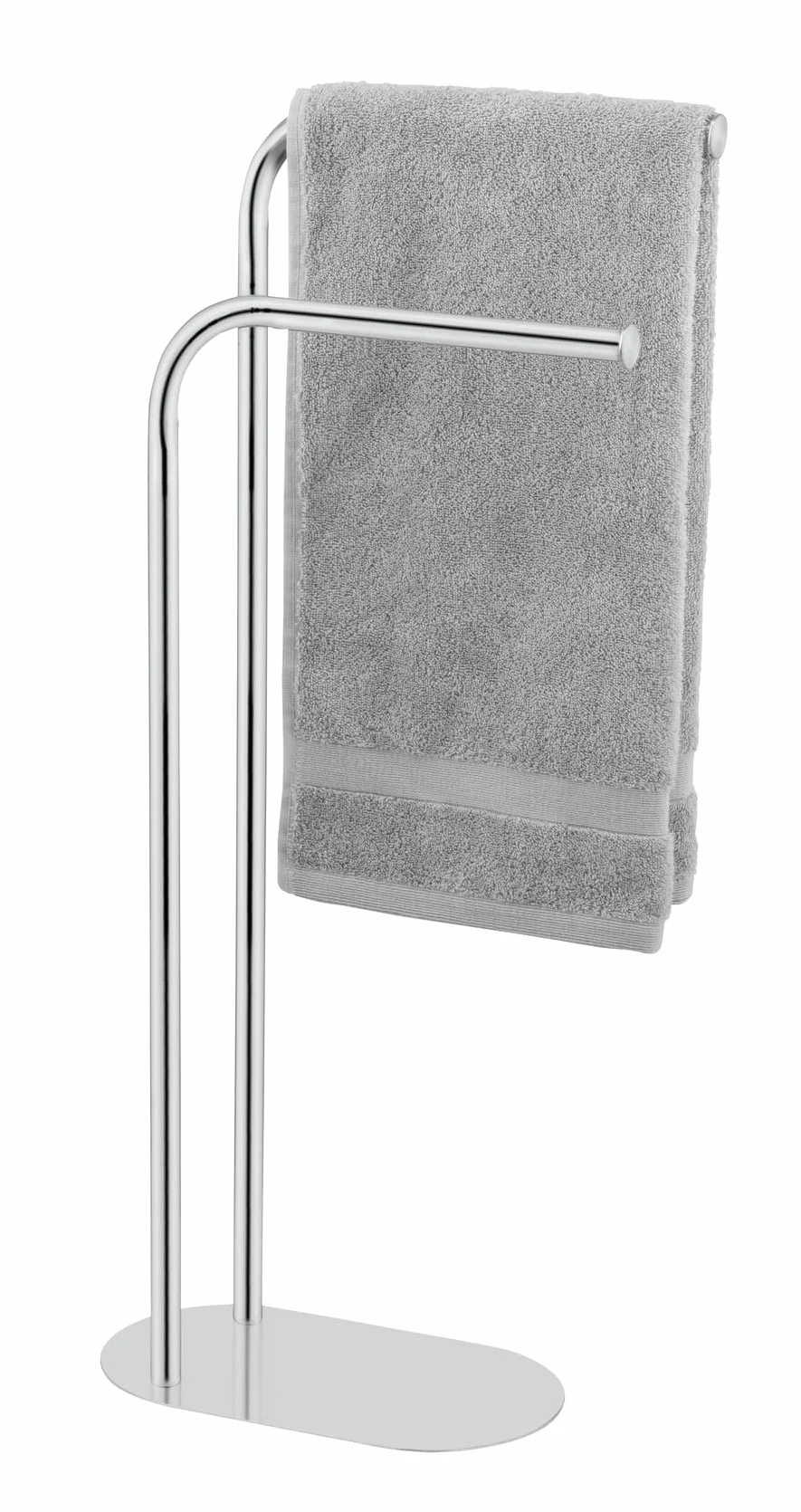 Porte-Serviettes Mod. Levante Support Serviette et Manteaux autoportant Design Salle de Bain en Acier Inoxydable 30x79x17 cm Argent Brillant