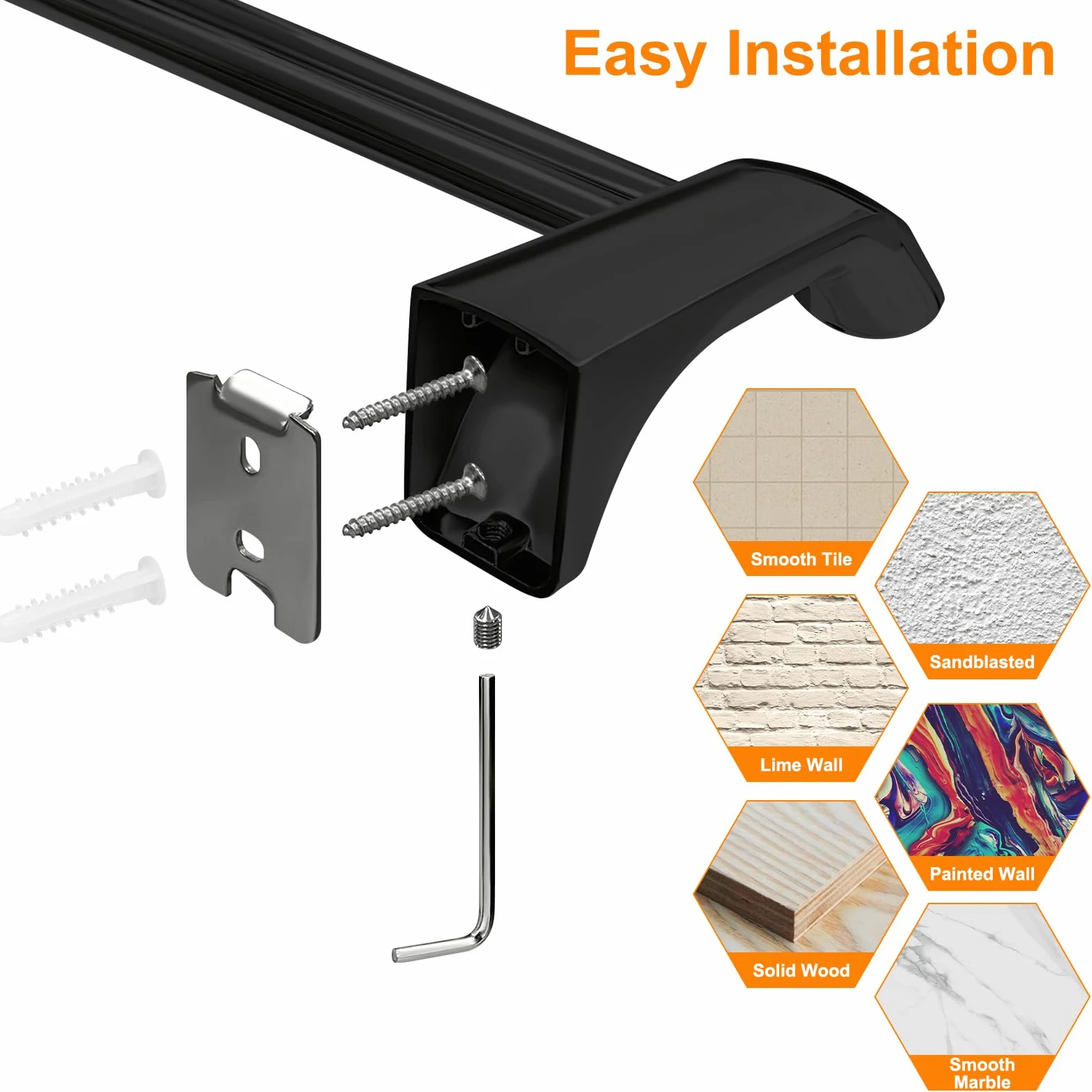 Double Barre Porte-Serviettes de Bain 60CM Porte Serviette à Deux Bras en Acier Inoxydable Porte-Serviettes Mural Range Serviettes pour Salle de Bain ou Cuisine (Noir)
