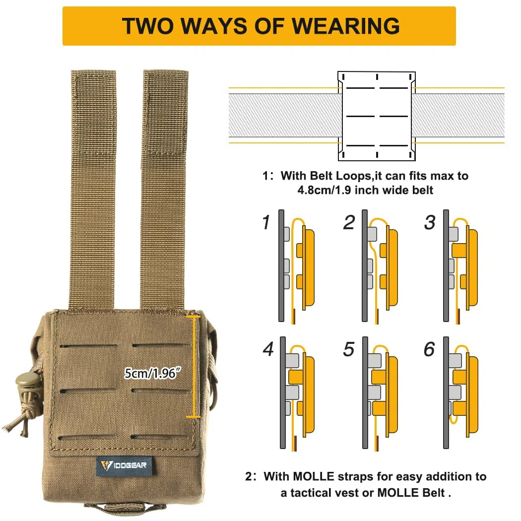 IDOGEAR Pochette de Grenades Tactiques Molle Pochette d'outils Ultility EDC Mini Sac de Rangement à la Taille avec Fonction Ajustable(Coyote Brown)