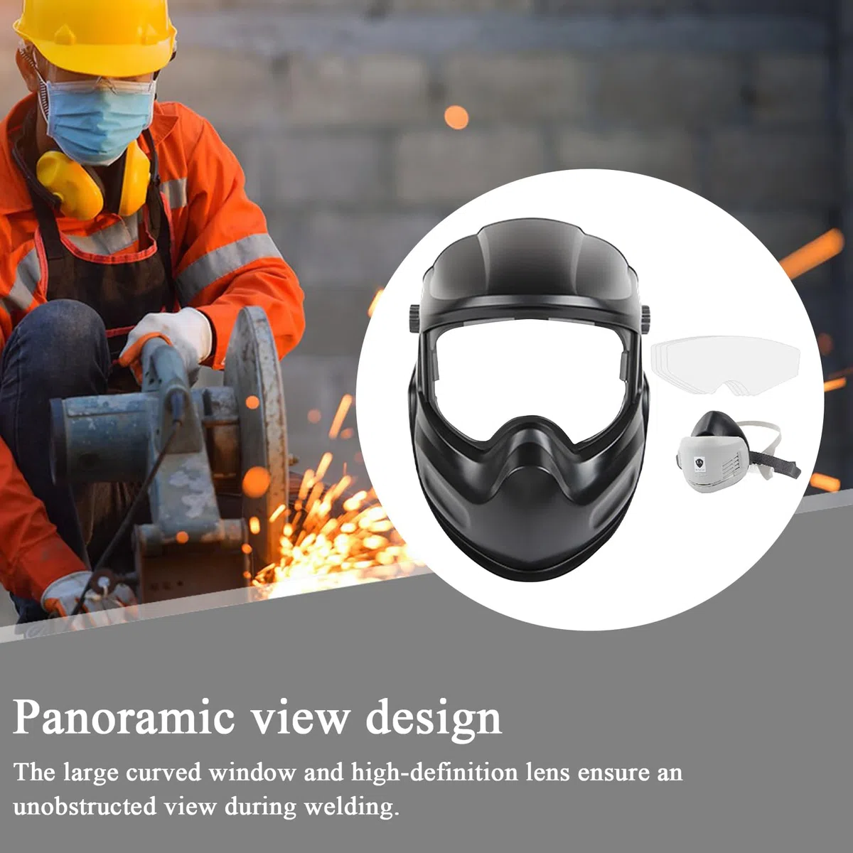 Cagoule de Soudage,Protection pour Meulage - Casque de Soudage Intégral Grande Visibilité pour TIG, MIG, Découpe, Meulage, Construction, Soudure à l'arc, Industrie,