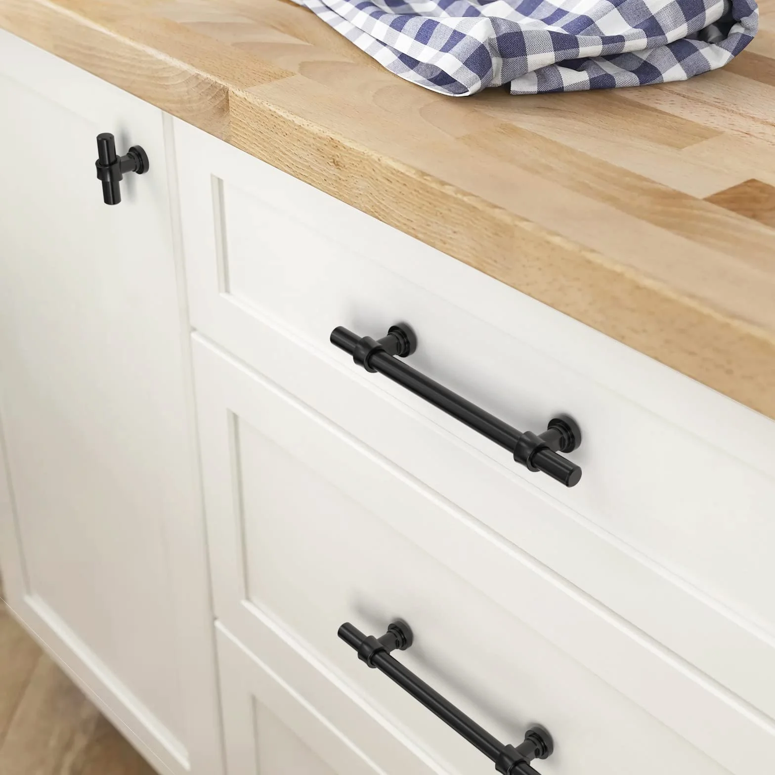 FURNIWARE Lot de 10 poignées de meuble - Distance entre les trous : 96 mm - Pour cuisine, armoire - Pour porte de salle de bain, armoire - Noir mat