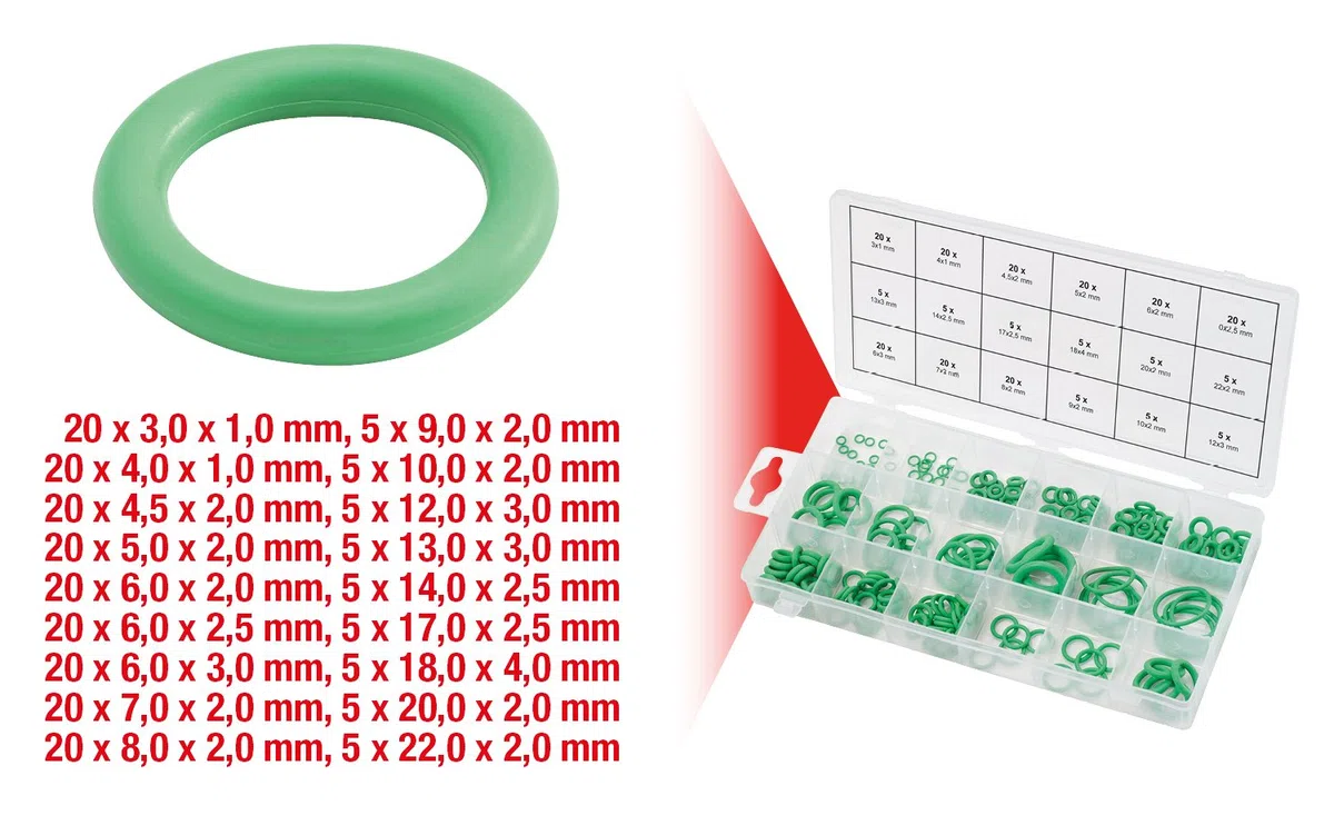 KS Tools 970.0260 Assortiment de 225 Joints toriques pour climatisation | Assortiment de joints toriques pour climatisation HNBR x225