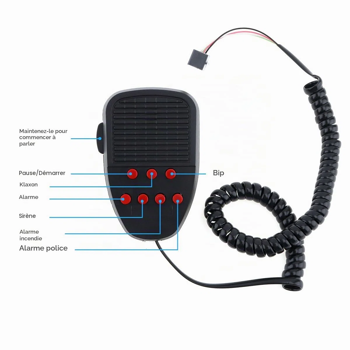 Sirène d'avertissement puissante 12 V pour voiture, vans, camions, motos avec haut-parleur 150 dB 100 W