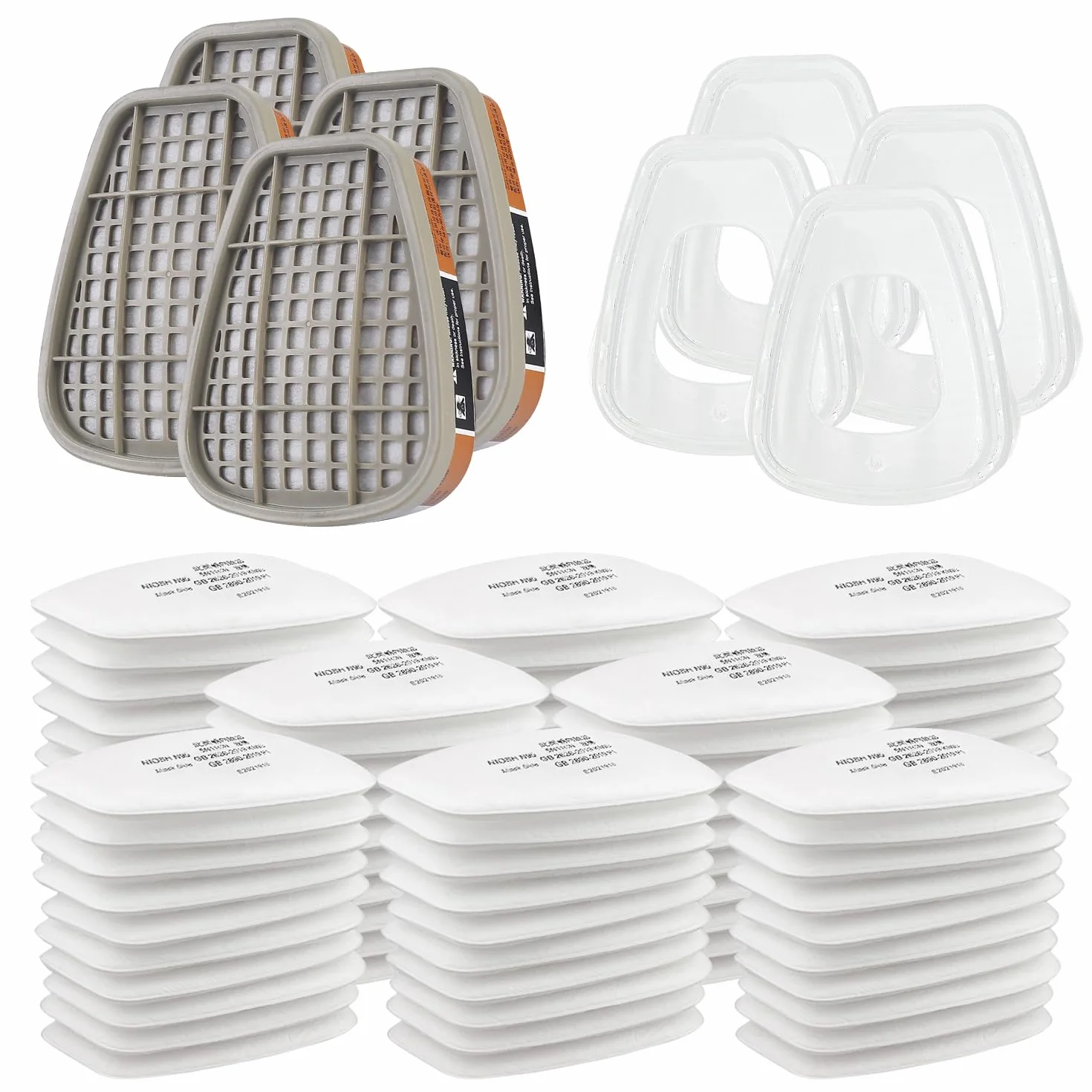 6001 Kit D'Accessoires Filtrant, Filtre pour Respiratoire avec 80 Cotons Filtrants 4 Cartouches Filtrants 4 Couvercles, Compatible 6000/7501/6200/7502/6800, pour Une Protection Faciale Optimale