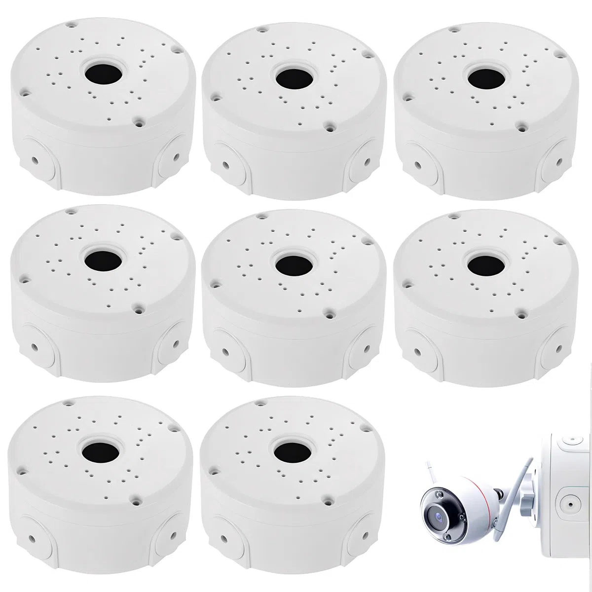 Lot de 8 boîtes de jonction étanches : boîte de jonction, boîte de jonction pour appareil photo, boîte de jonction universelle, boîte de montage de caméra de surveillance pour montage extérieur
