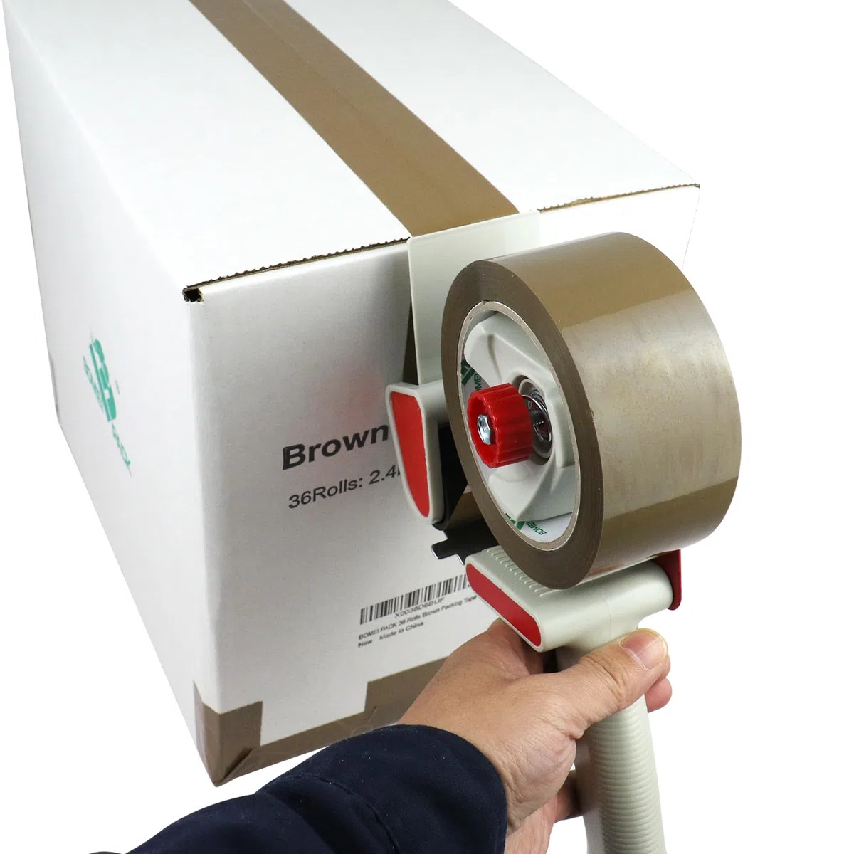 BOMEI PACK Marron Ruban d’emballage 100m x 48mm pour emballage -2 rouleaux avec dévidoir,impression adhésif fort pour colis, entrepôt, e-commerce