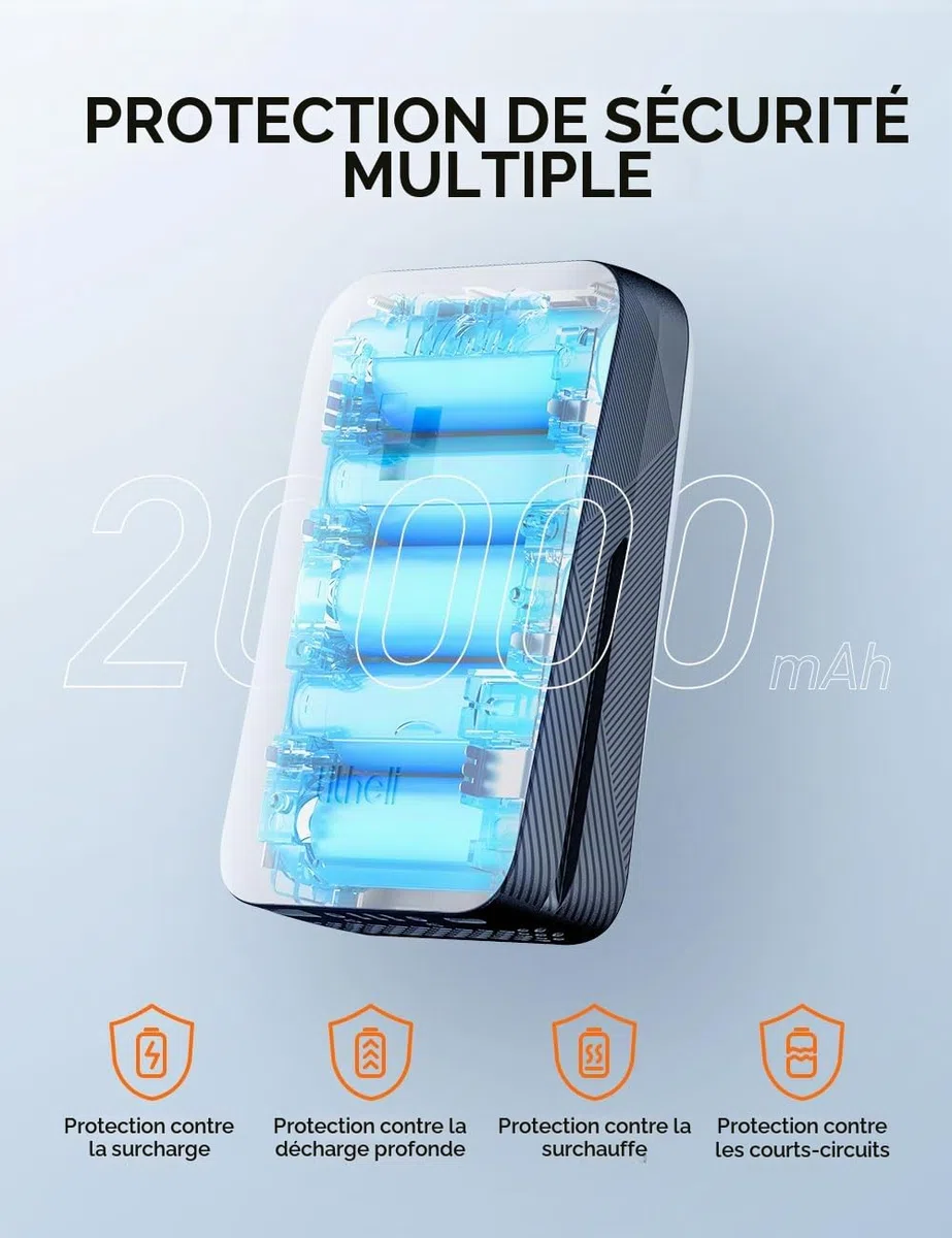 Litheli Batterie de rechange 20 V, 10 000 mA au lithium U20 Power Tools et équipement d'alimentation d'extérieur